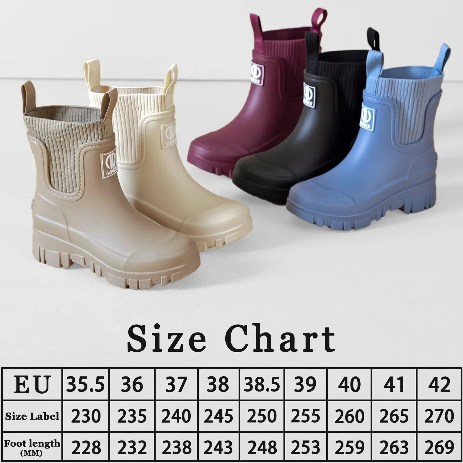 Botas de Agua Mujer Chelsea Impermeable Wellington Botines de Goma