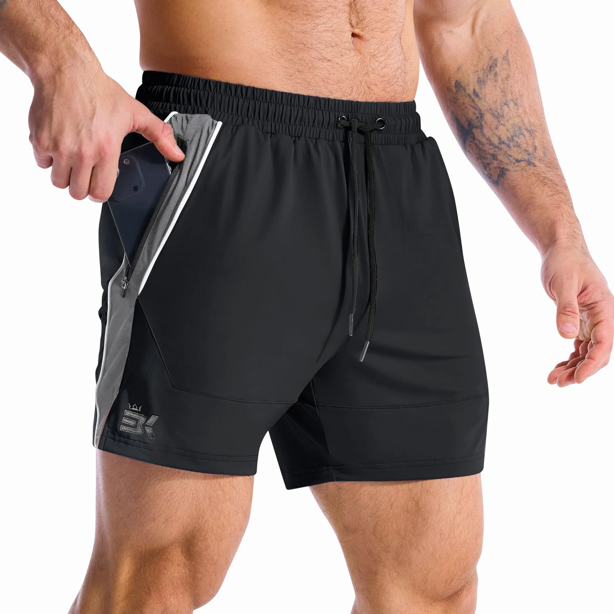 ZENWILL DRI-Armor Pantalones Cortos Hombre Deporte Cremallera Running Gym Secado Rápido