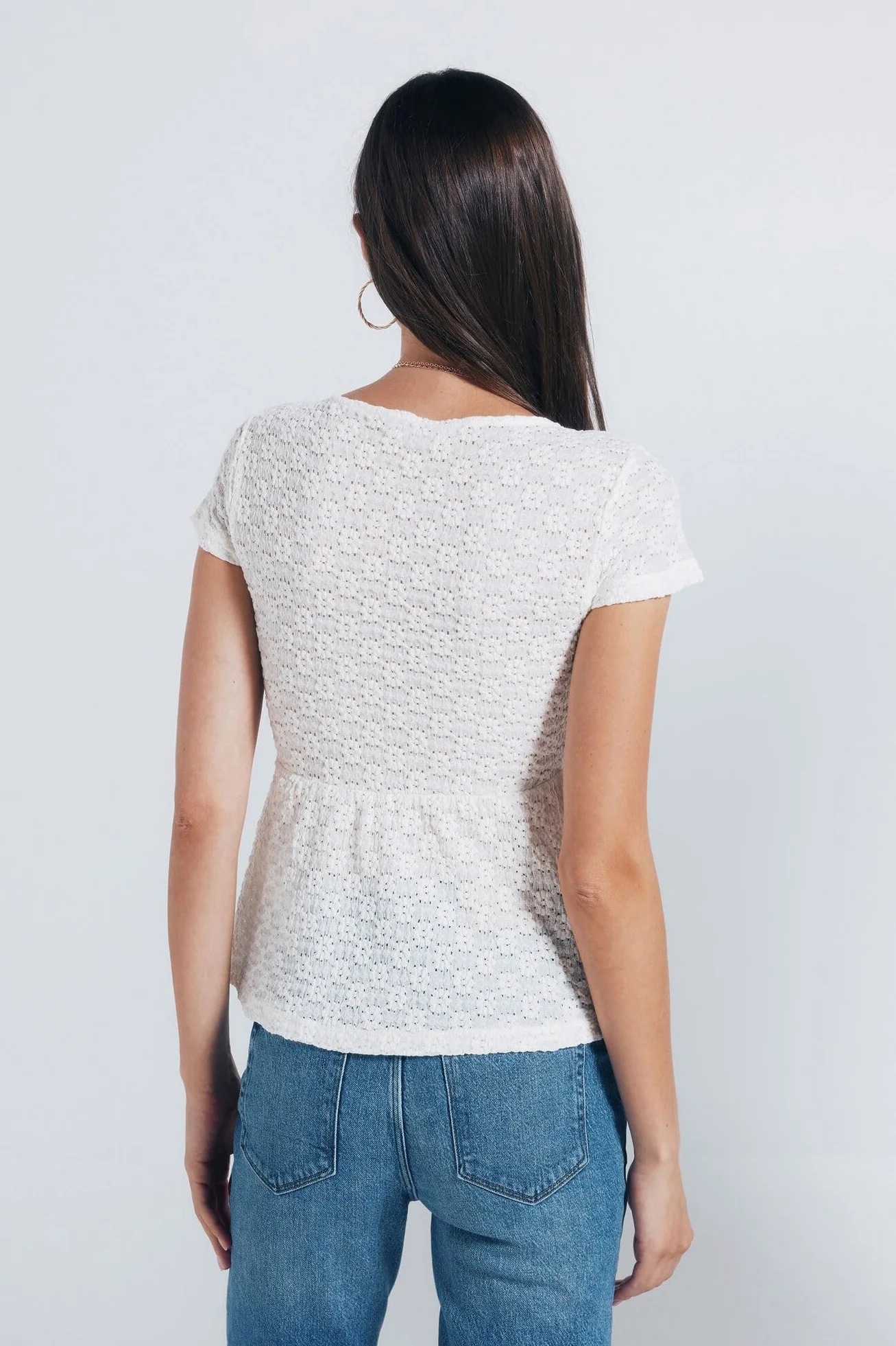 Springfield V Neck Top with Lace Details Soft Gathering Under Chest Camiseta Mujer
