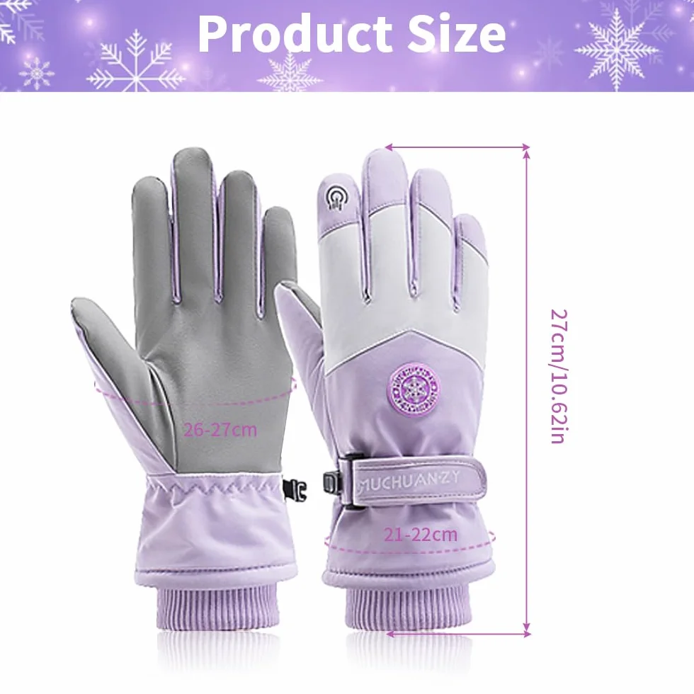 Guantes de Esquí Impermeables Térmicos para Pantalla Táctil Mujer Invierno