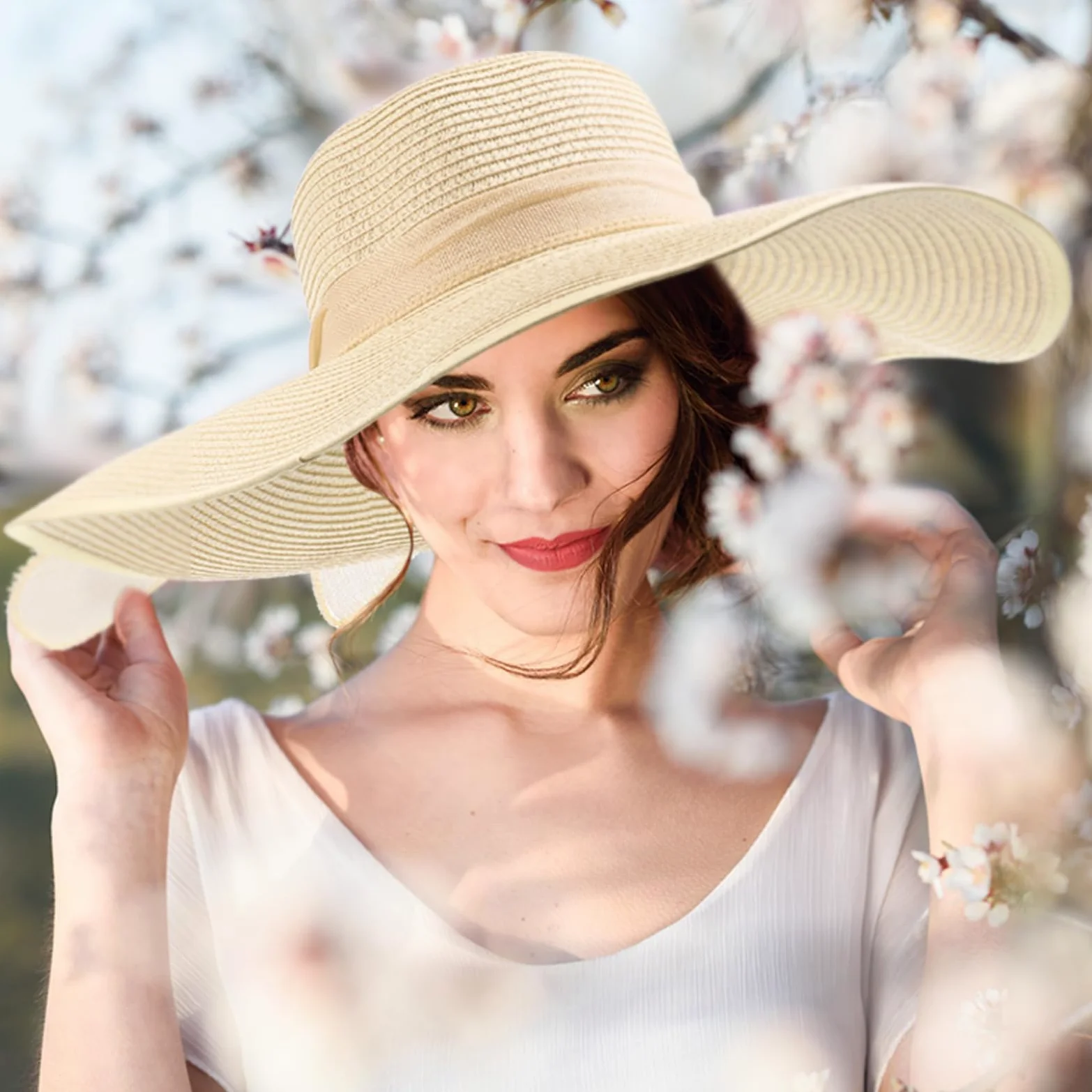 Tigeen 12 sombreros de paja de ala ancha para mujer, sombrero de paja plegable, sombrero de paja multicolor, sombrero de playa de verano UPF 50+, Beige, Talla única
