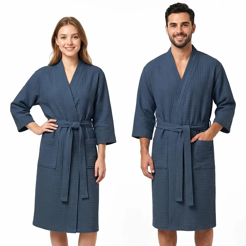 AUYAO Albornoz de Waffle Hombre, Batas de Casa, Absorbente, Ligero y Suave, para Ducha y Piscina