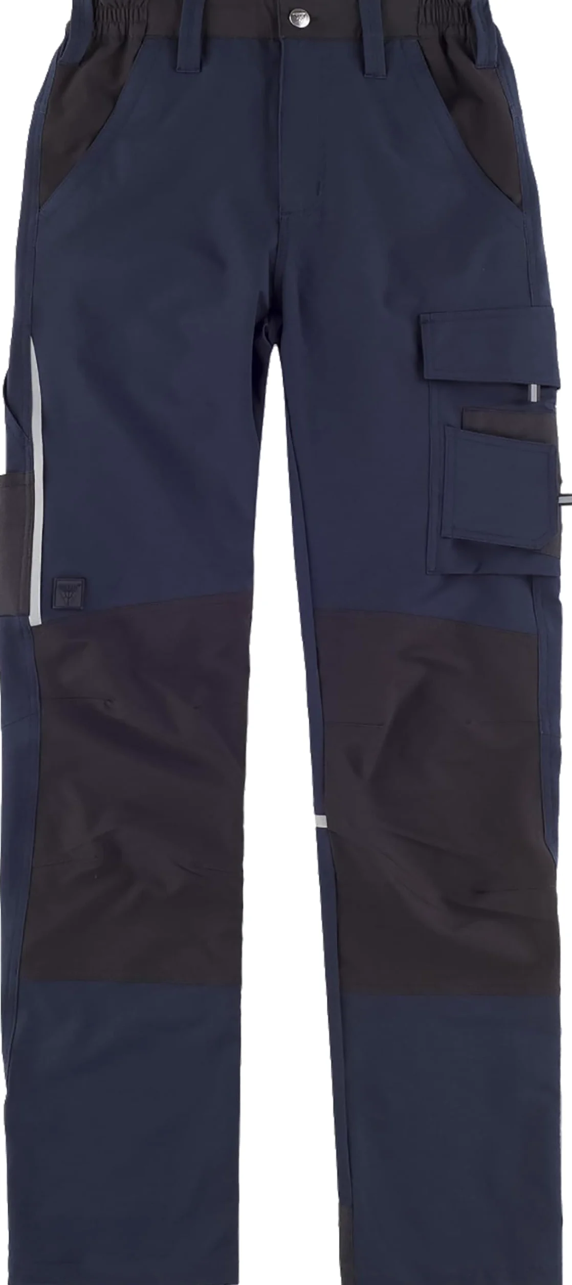 WORKTEAM Pantalón Elástico Slim Fit, Ideal Trabajo, Tiempo Libre, Senderismo, Multibolsillos con Cierres Autoadherentes, Pinzas en Rodillas, Detalles Reflectantes y Cintura Ajustable. Unisex