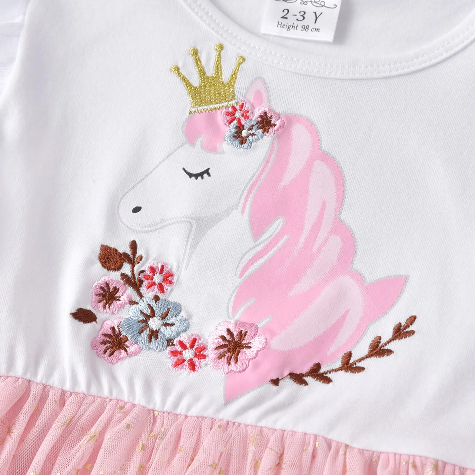Vestido Tutu Algodón Tulle Manga Larga Mariposa Unicornio Niñas 2-8 Años