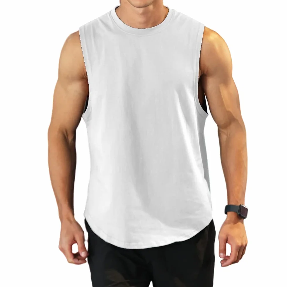 Camiseta sin Mangas para Hombres Algodón Corte Músculo Entrenamiento Culturismo