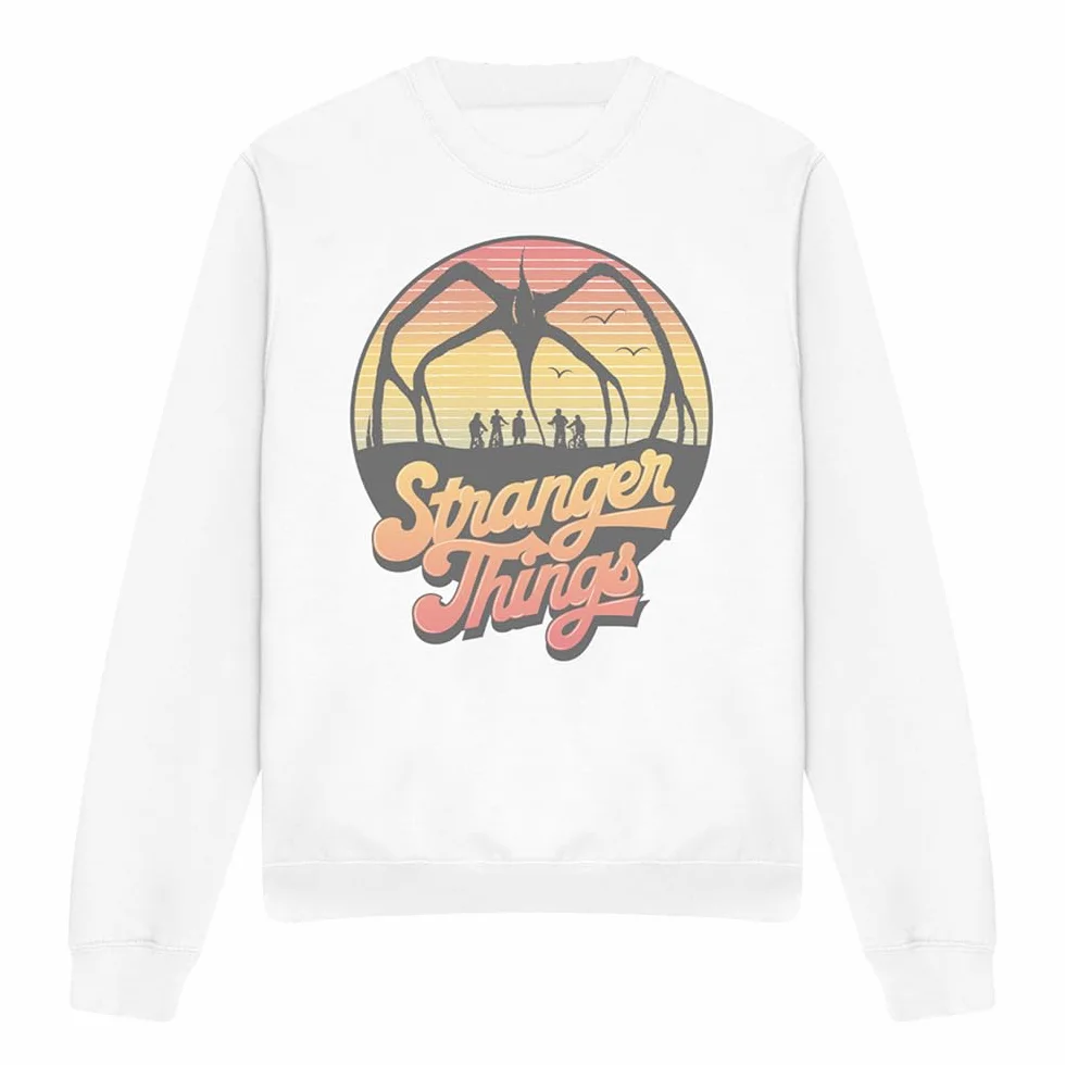 Stranger Things 80's Sunset Mindflayer Sweatshirt White Unisex Adulto