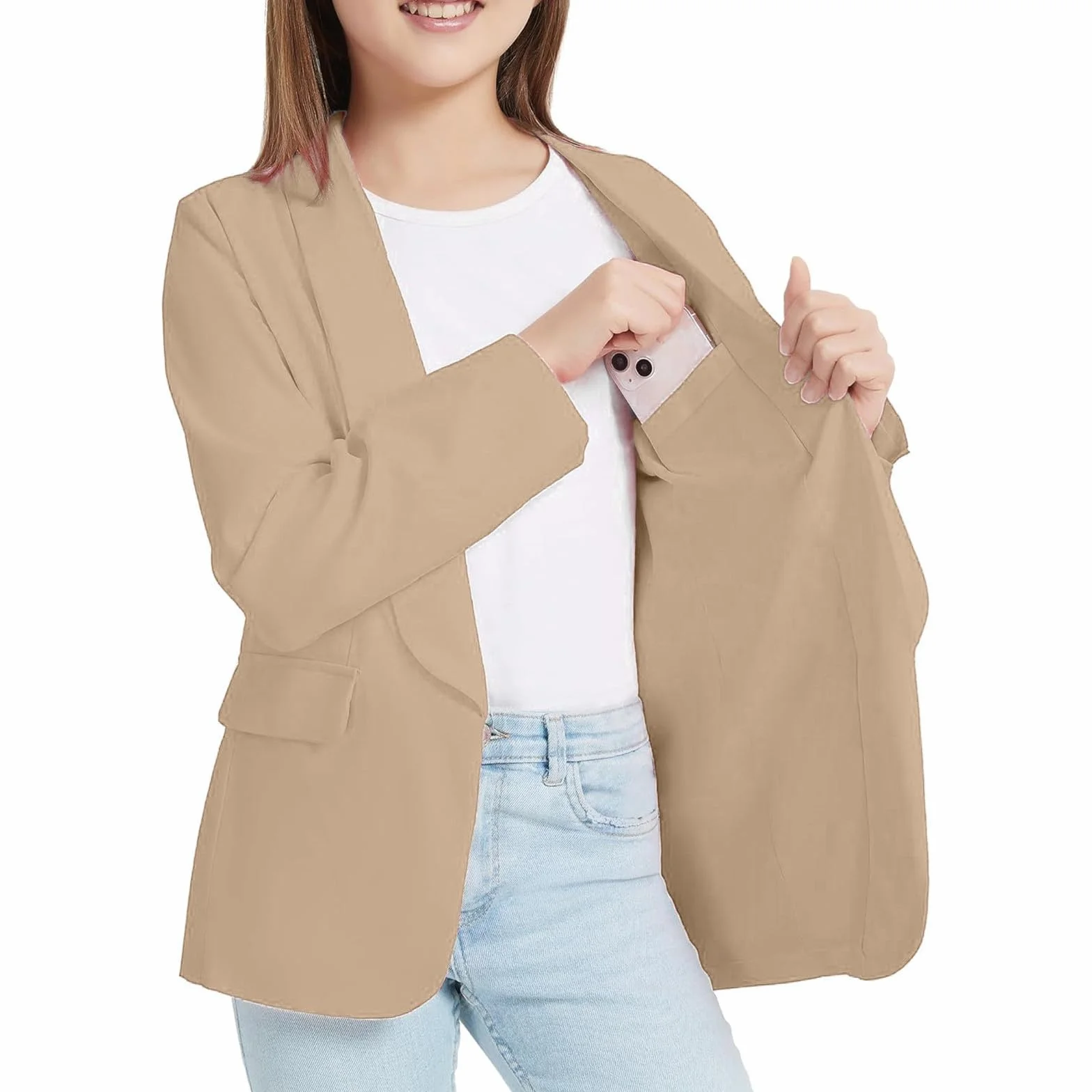 Suéter Clips Bufanda Chaqueta Formal Frente Abierto Bolsillo Interior Para Niños Wipe Camisa Niñas