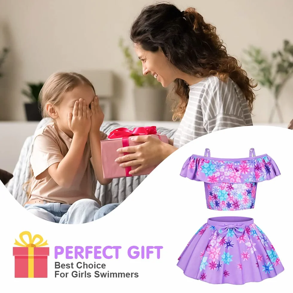 Traje de baño para niña de Dos Piezas Bikini Hawaiano con Flores Mirabel