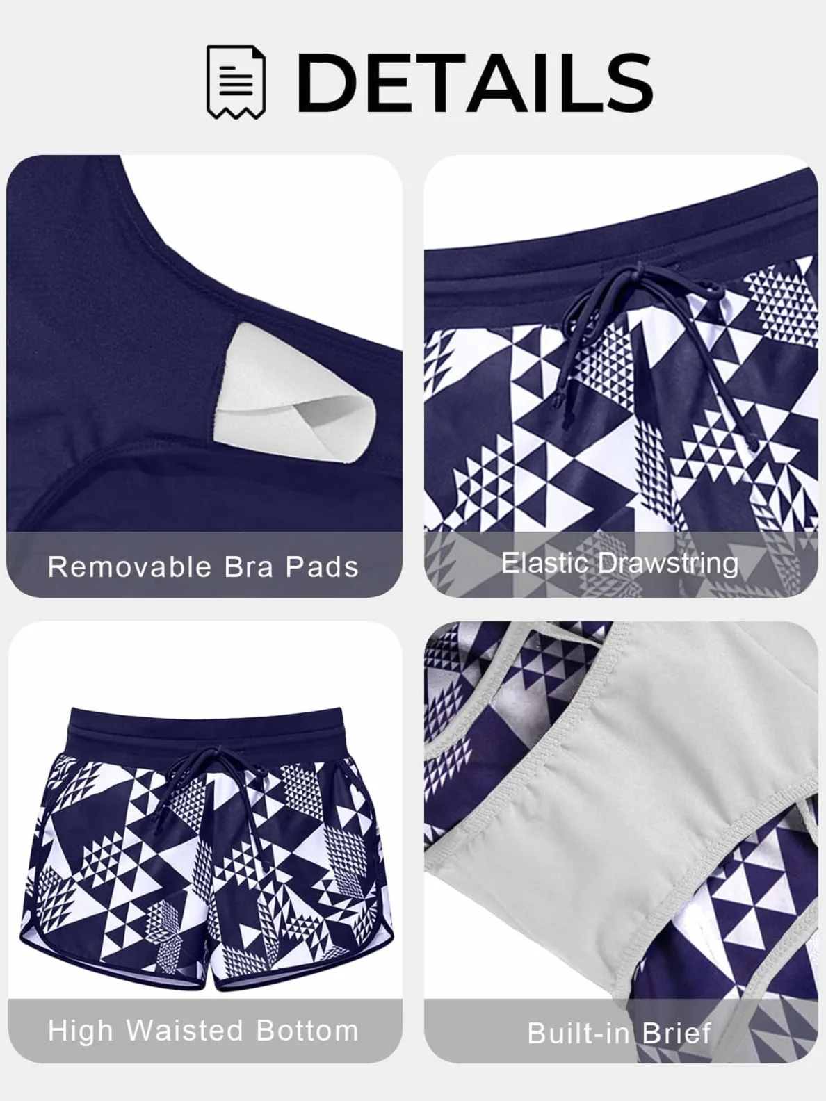 CheChury Tankini 2 Piezas Traje de Baño Reductor Vientre Plano Push Up con Shorts Mujer Tallas Grandes