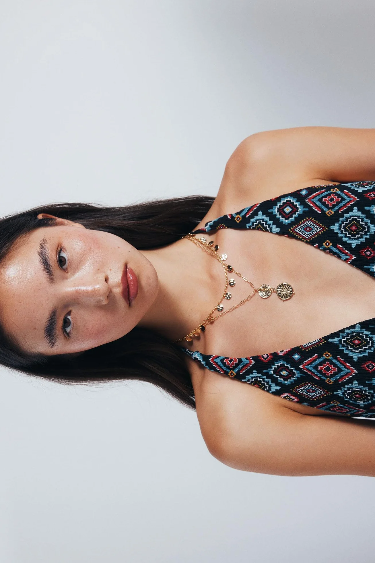 Springfield Boho Halter Printed Top Camiseta Mujer