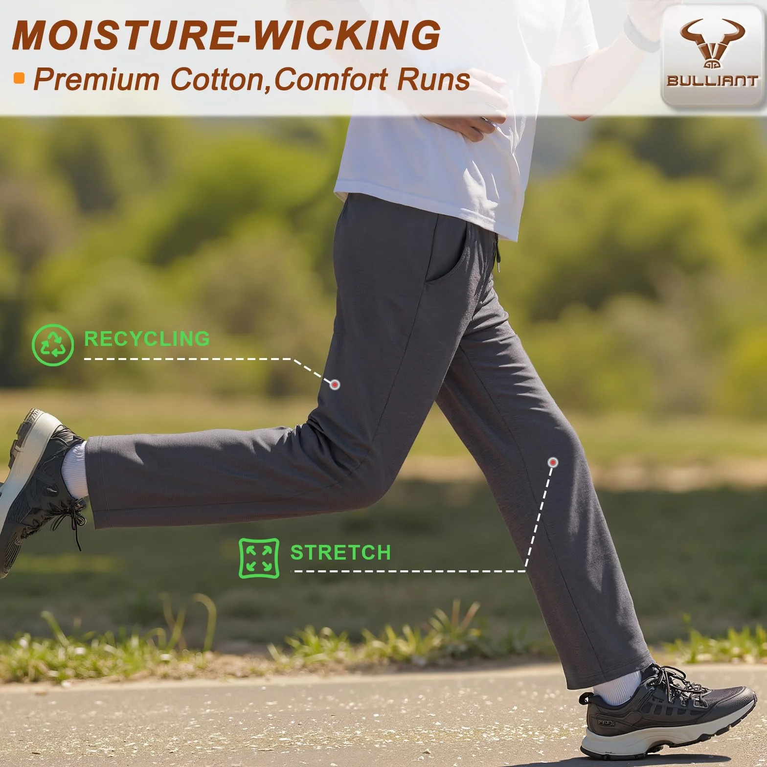 BULLIANT Pantalón Jogging Hombre Deportivo Largo Jogger Entrenamiento Informal