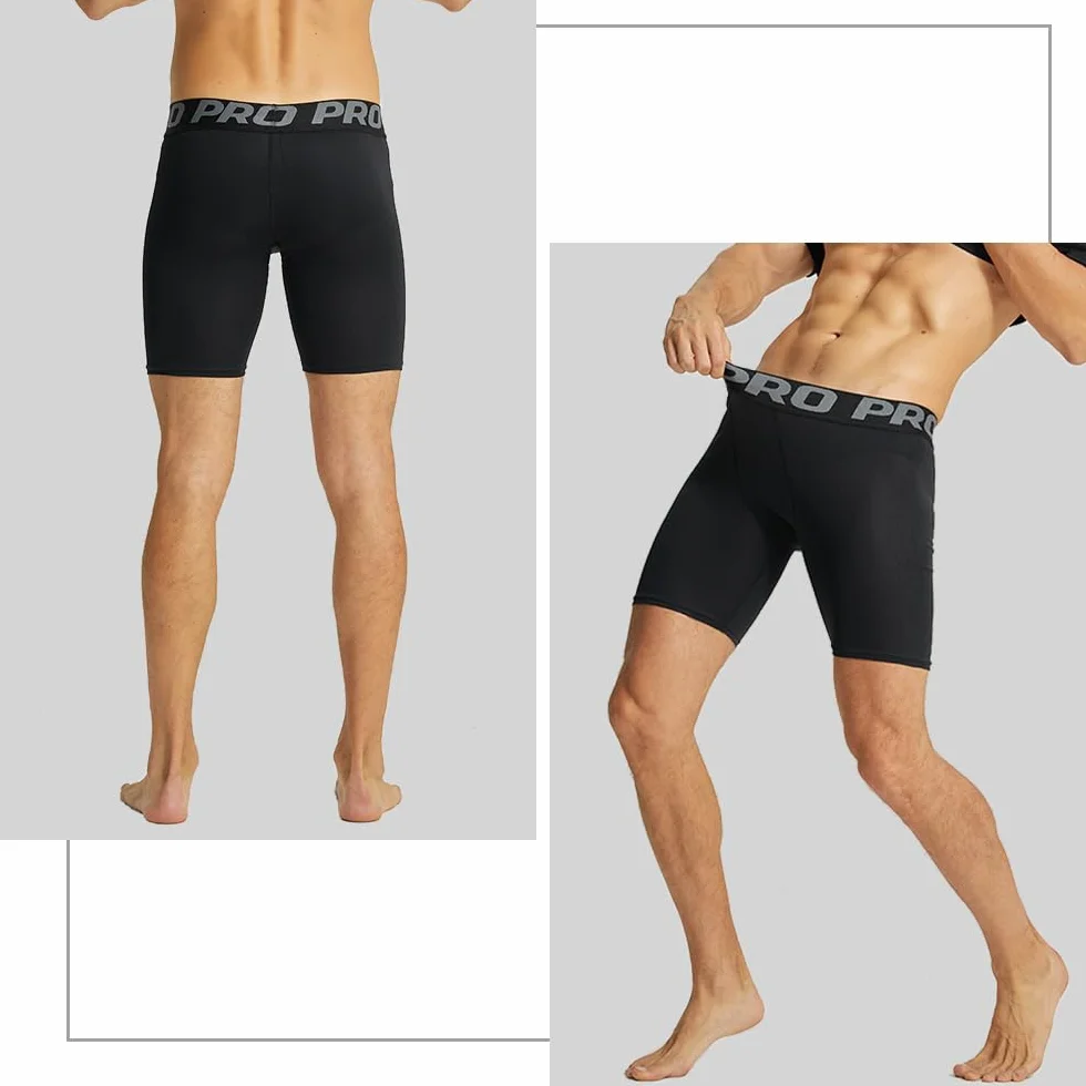 LANBAOSI 3 Piezas Pantalones Cortos de Compresión Hombre Running Gimnasio Transpirable Secado Rápido