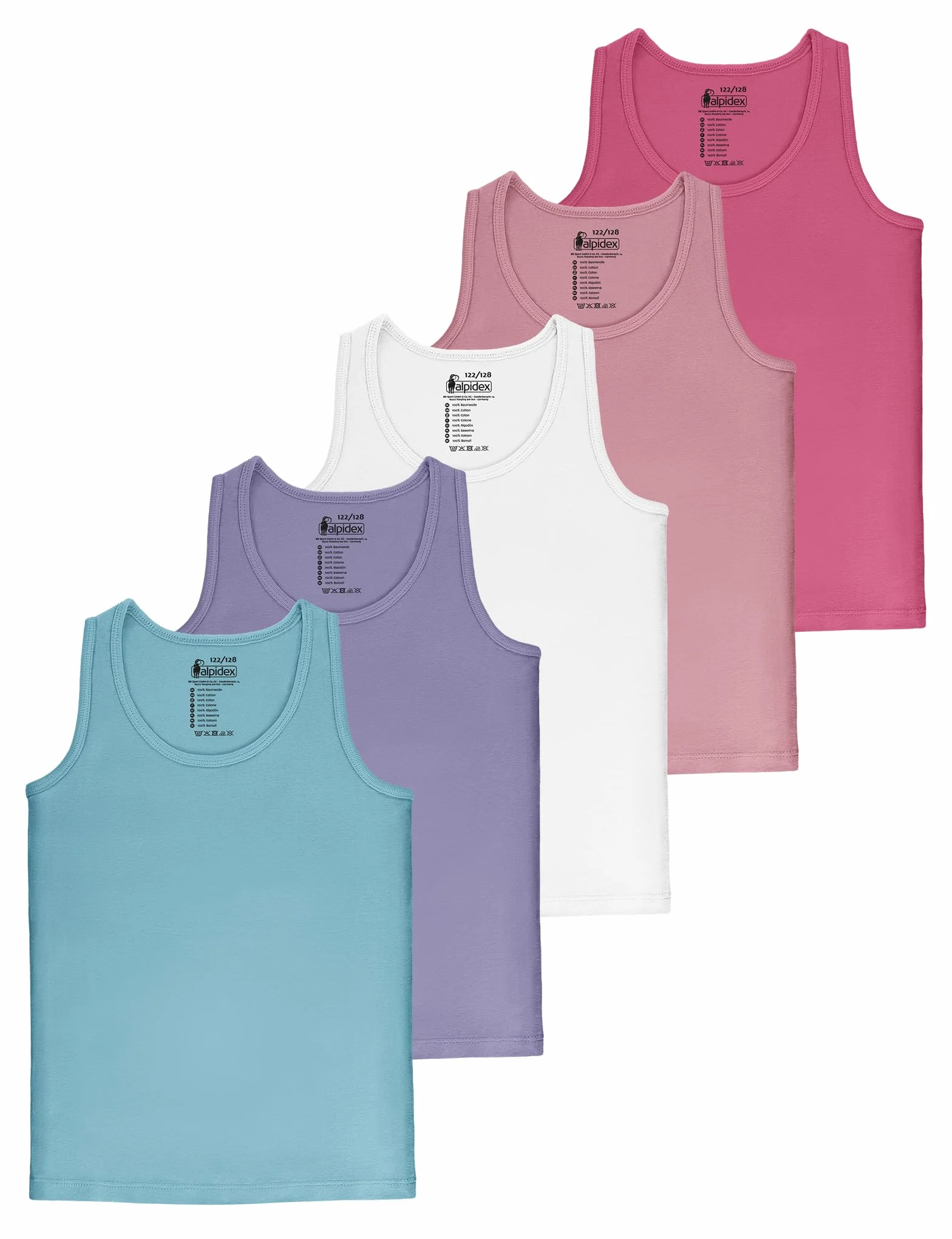 Pack de 5 Camisetas Interiores Niñas 100% Algodón Sin Mangas