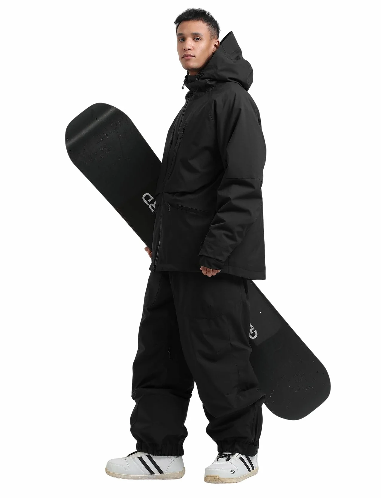 GSOU SNOW Conjunto de Chaqueta y Pantalones de Esquí Holgados Impermeable Antiviento Transpirable Aislante con Capucha