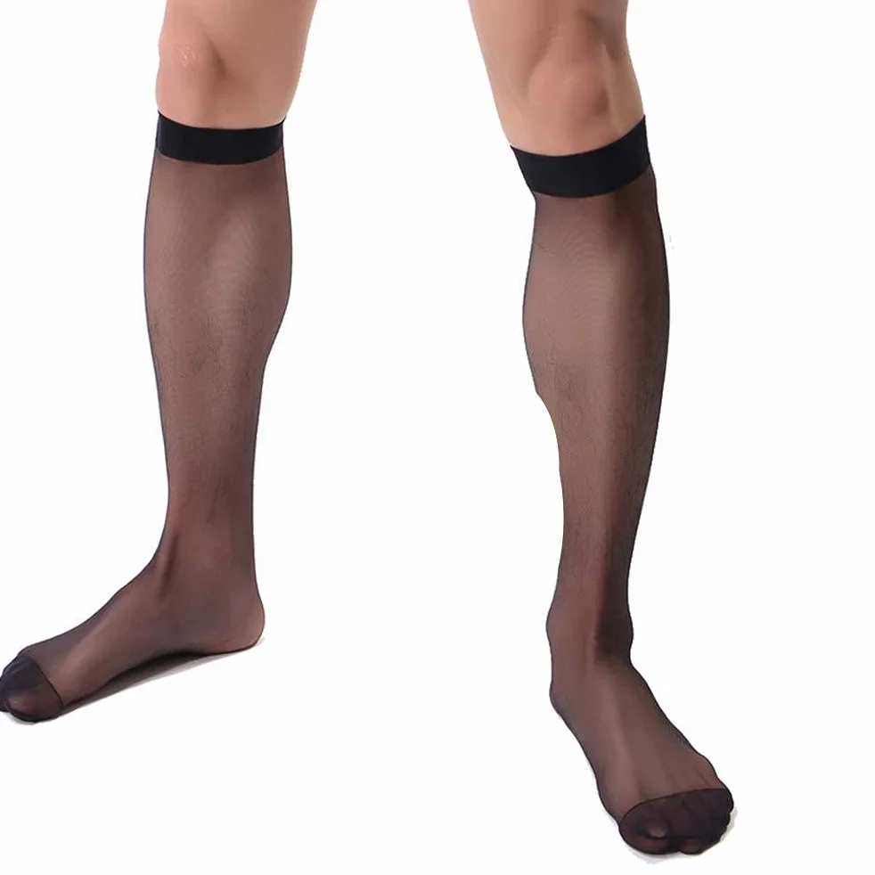 ADESUGATA Medias de Negocios para Hombre Antimicrobianas Resistentes al Olor Transparentes Negras Juego de 3