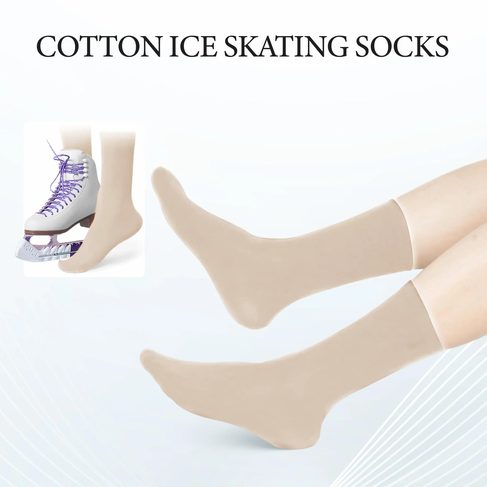 Perfeclan Calcetines para Patinaje sobre Hielo, Color Sólido, Algodón Suave