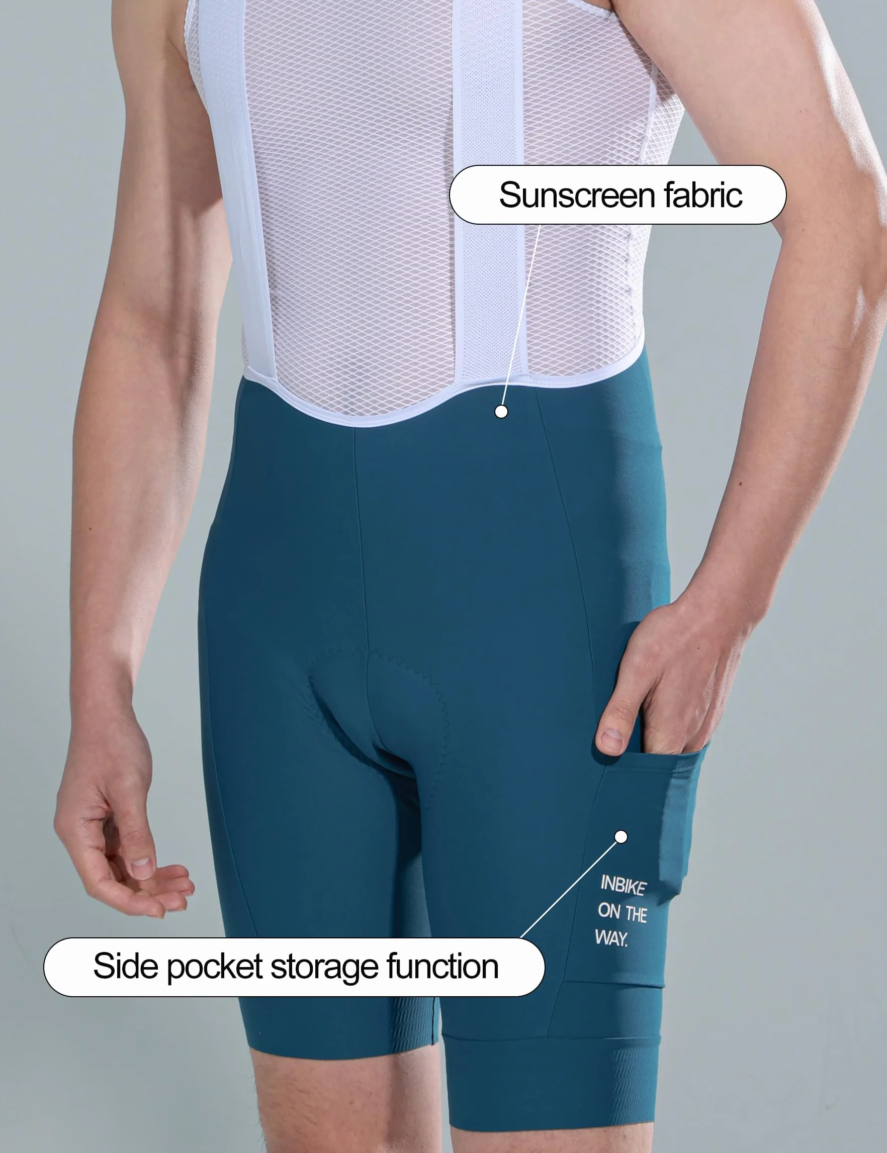 INBIKE Culotte Ciclismo Hombres Verano Gel Acolchado Bolsillo Lateral Transpirable