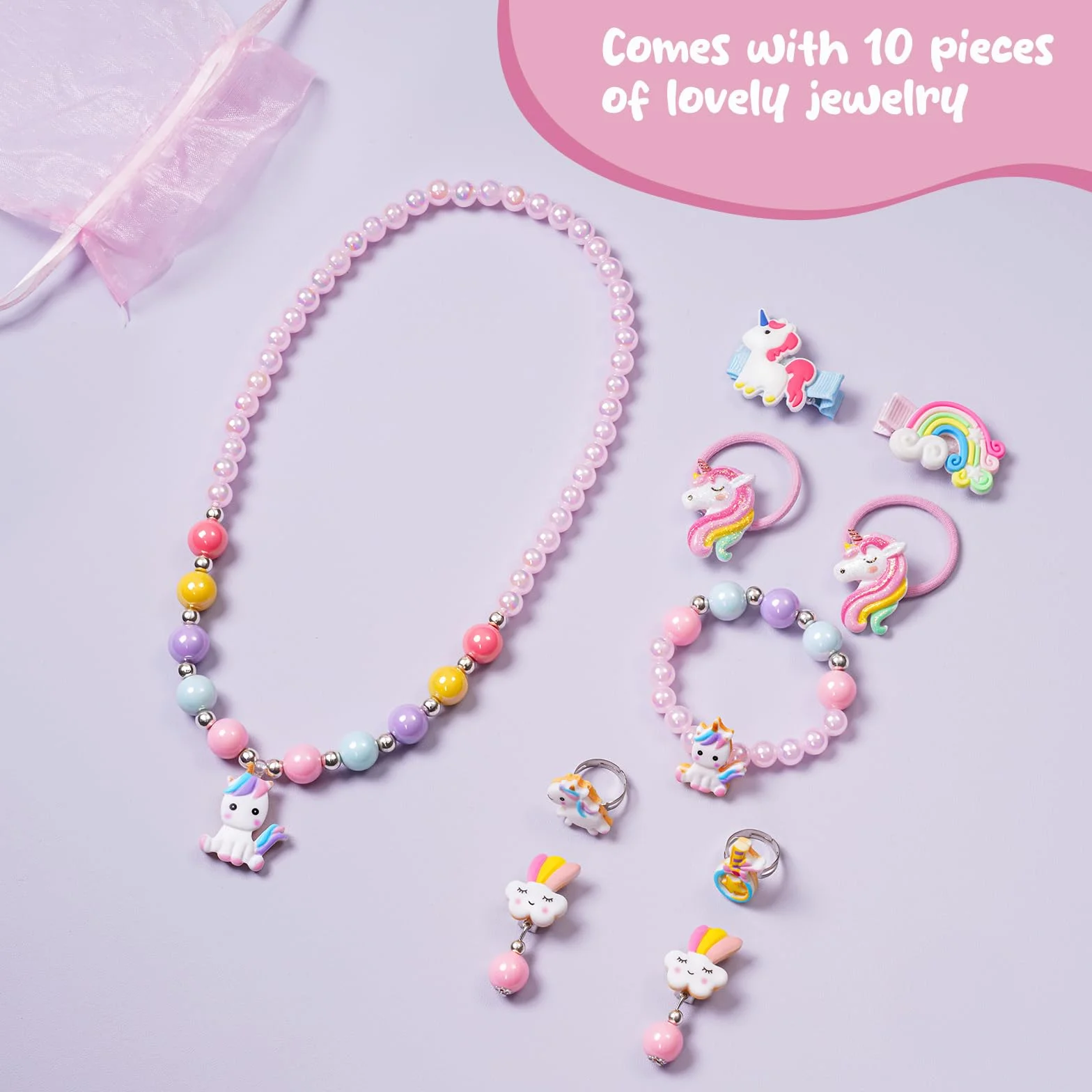 ProCase Joyero Musical Infantil con Muñeca Unicornio Giratoria para Niñas, Organizador Caja de Collar Pendiente Pulsera Anillo - Rosa
