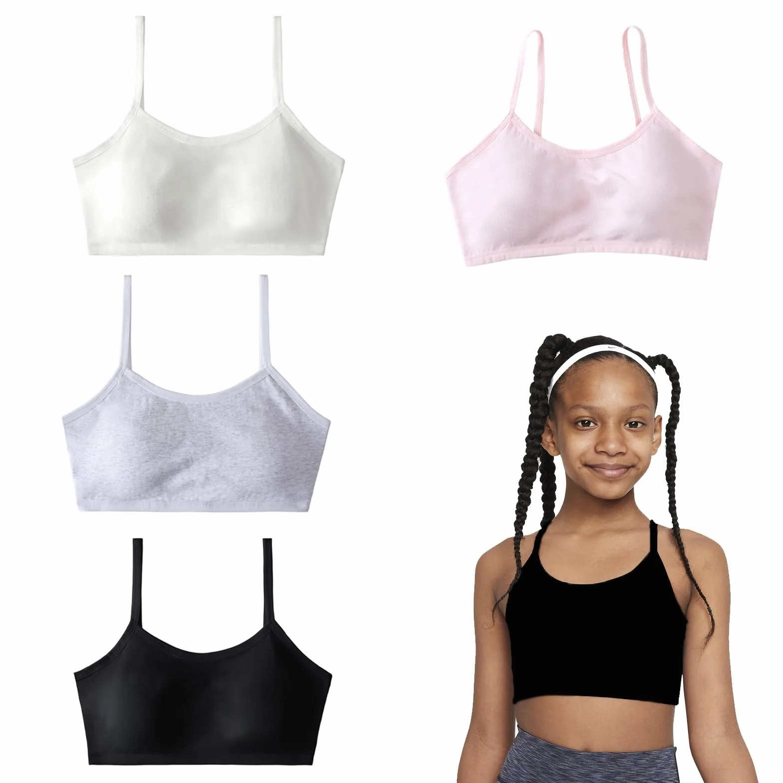 Sujetador Deportivo para Niñas 4 Piezas Algodón Top
