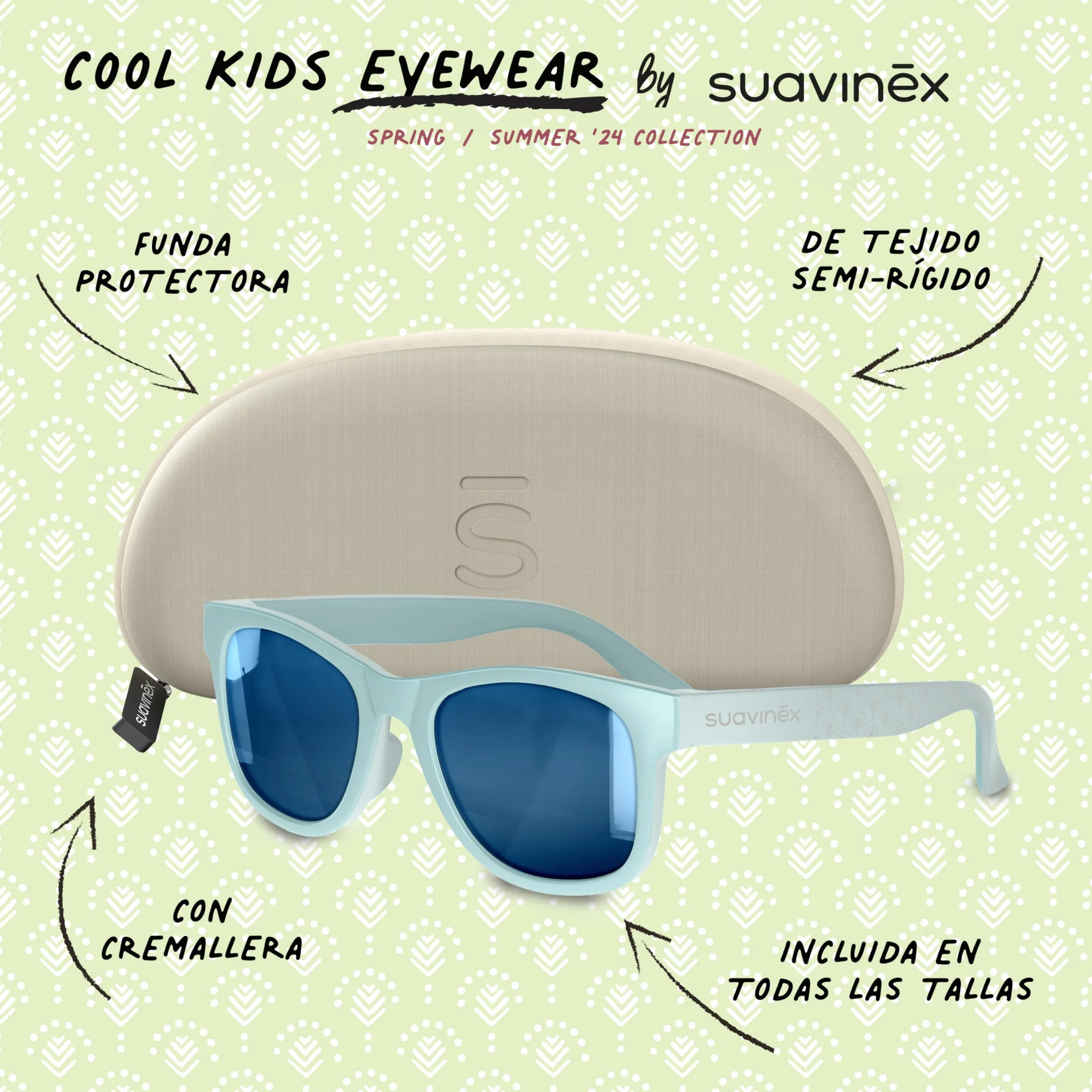 Suavinex Gafas de Sol Niños Polarizadas UV400 Cat.3 Protección UVA UVB Funda Cinta Sujeción