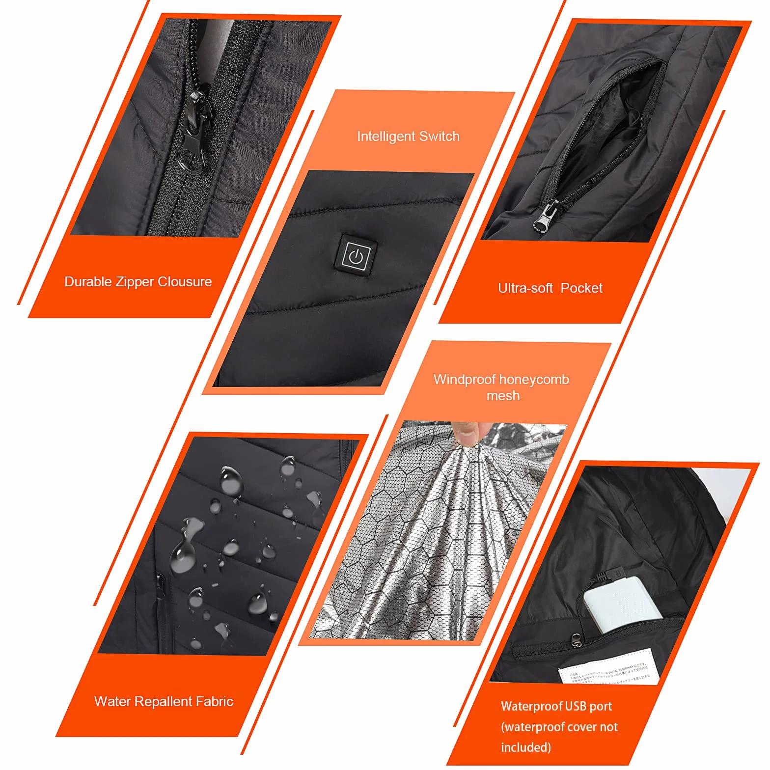 Monave Chaleco Calefactable Hombre 9 Elementos Calefacción Fibra Carbono 3 Niveles Temperatura Negro