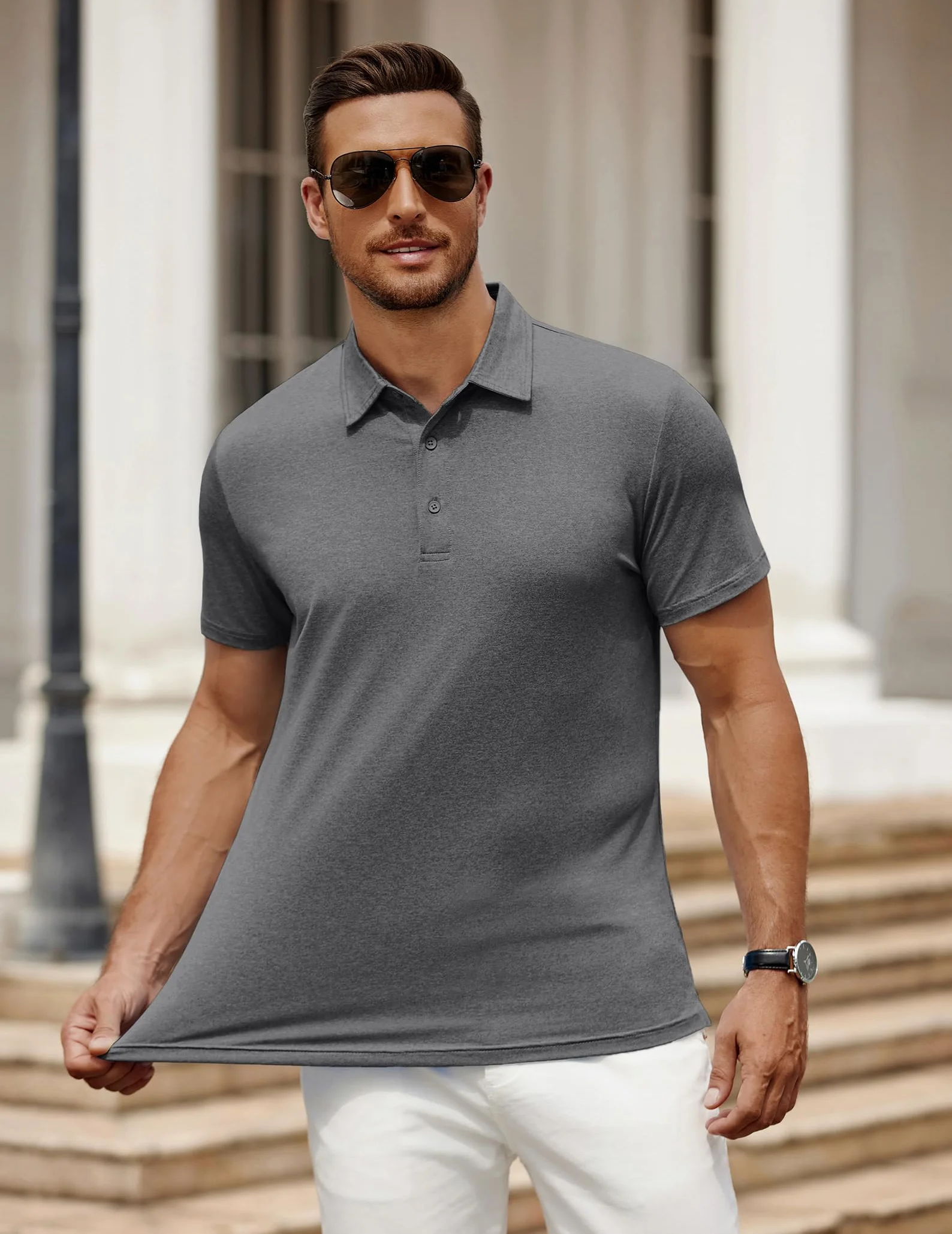 COOFANDY Polo de manga corta para hombre, transpirable, de secado rápido, camiseta técnica deportiva básica