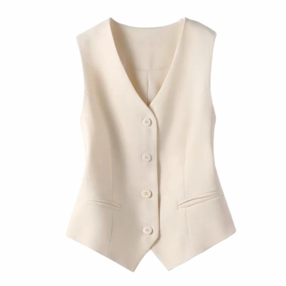 Chaleco De Traje para Mujer Ajustado con Cuello en V Esmoquin Elegante Vintage