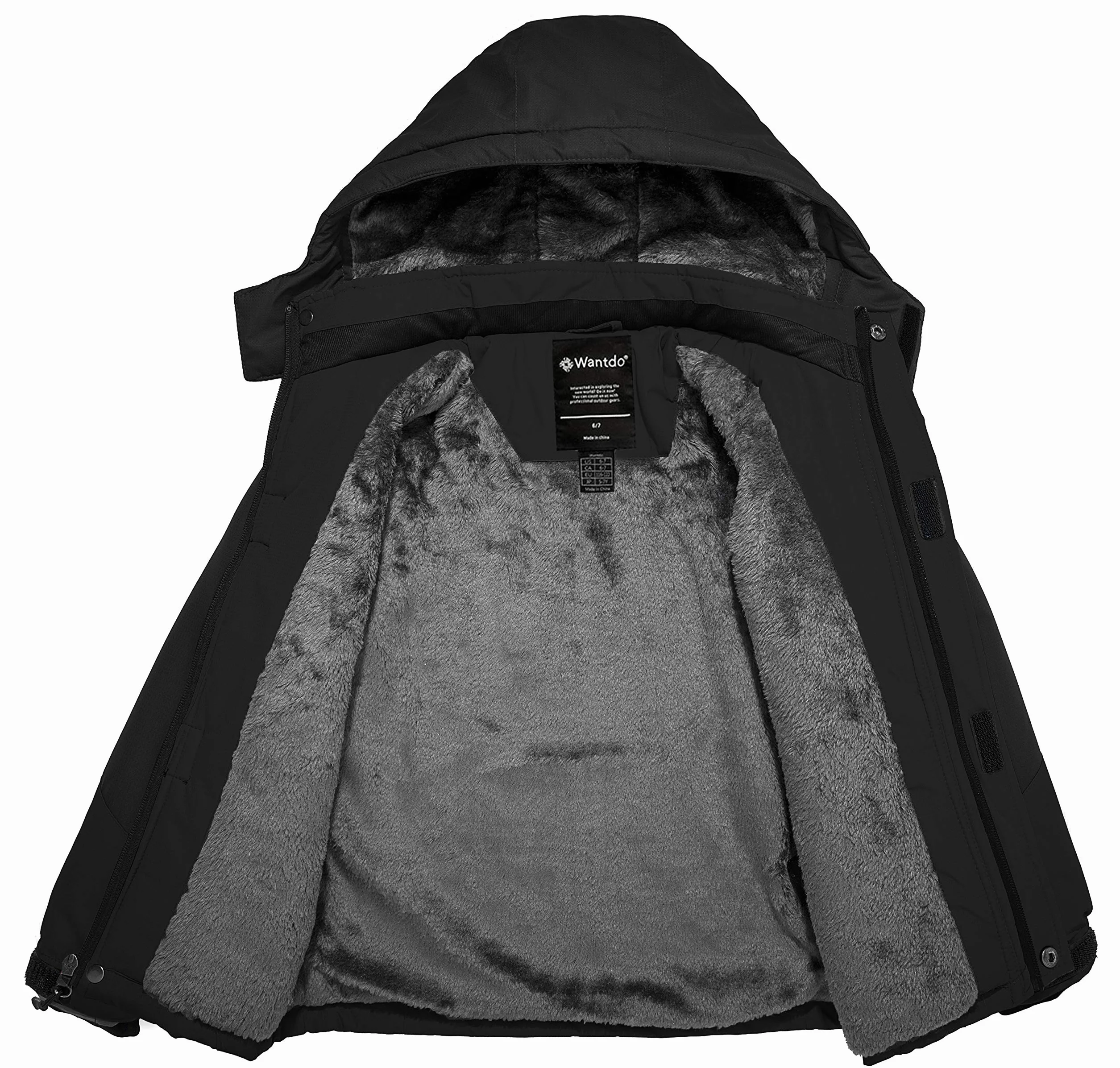 Wantdo Chaqueta de Esquí Impermeable Antiviento Parka con Capucha para Niño