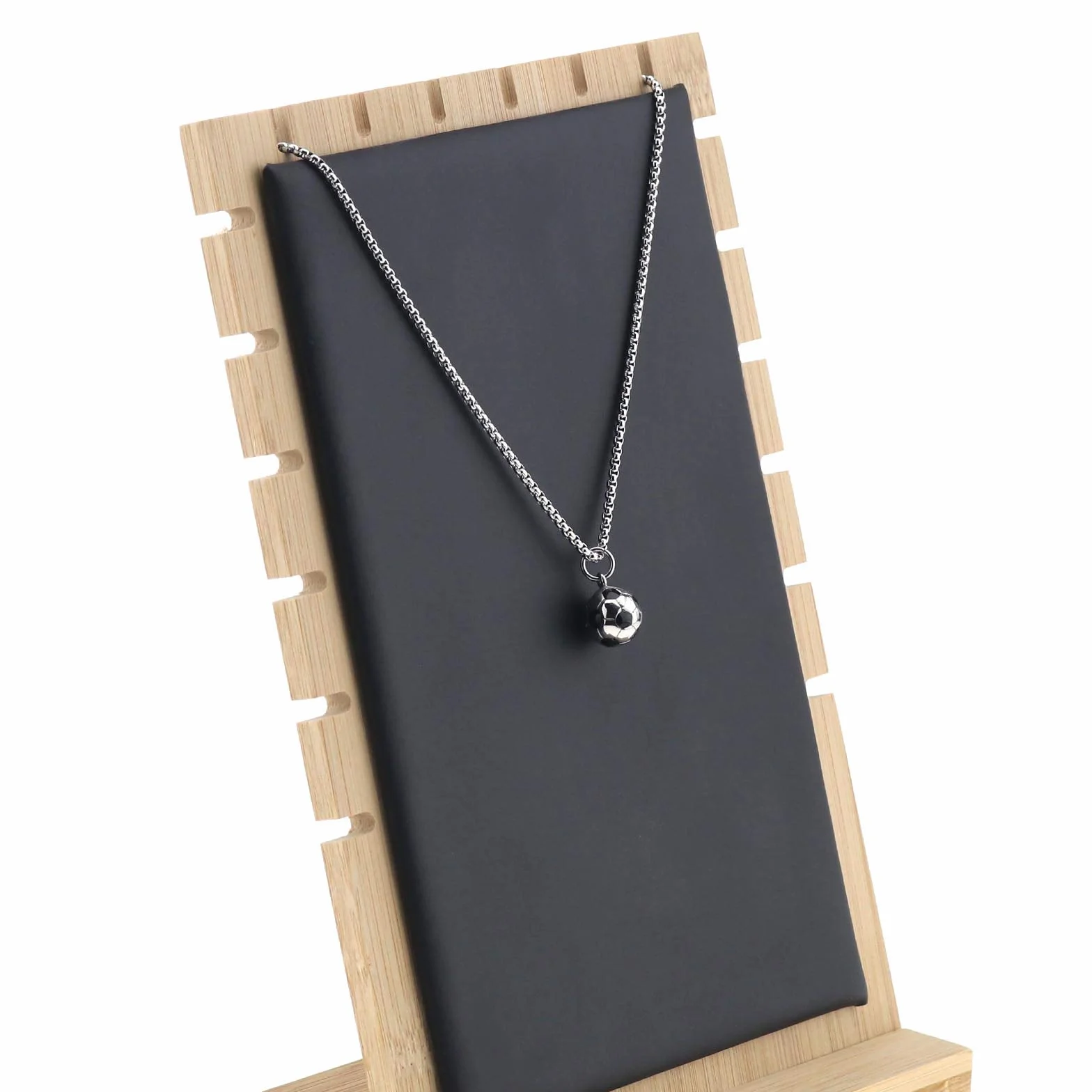 Collar de encanto de fútbol de acero inoxidable para hombre mujer niño niña 60 cm