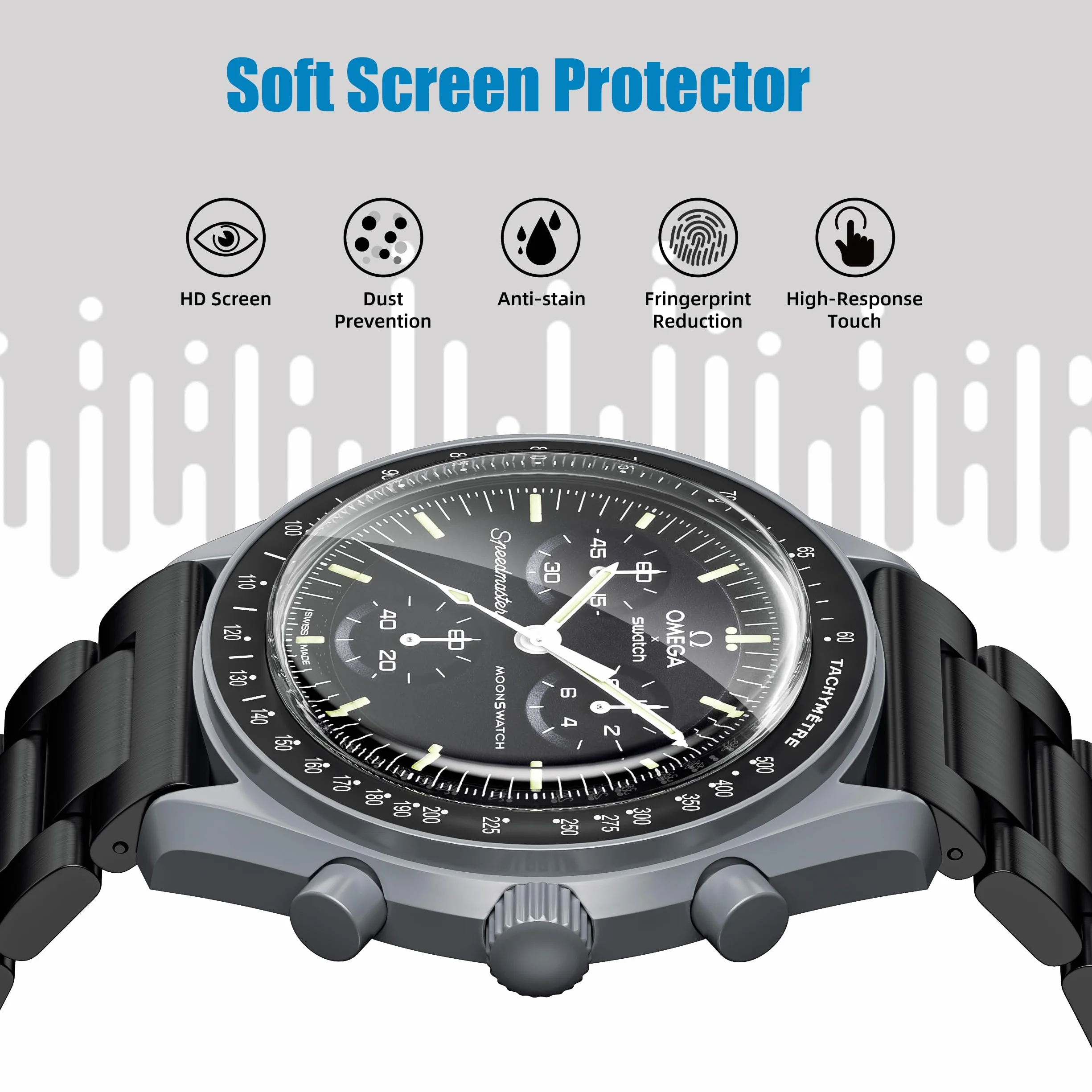 Protector de cristal TPU antiarañazos compatible con Swatch Omega Moonswatch