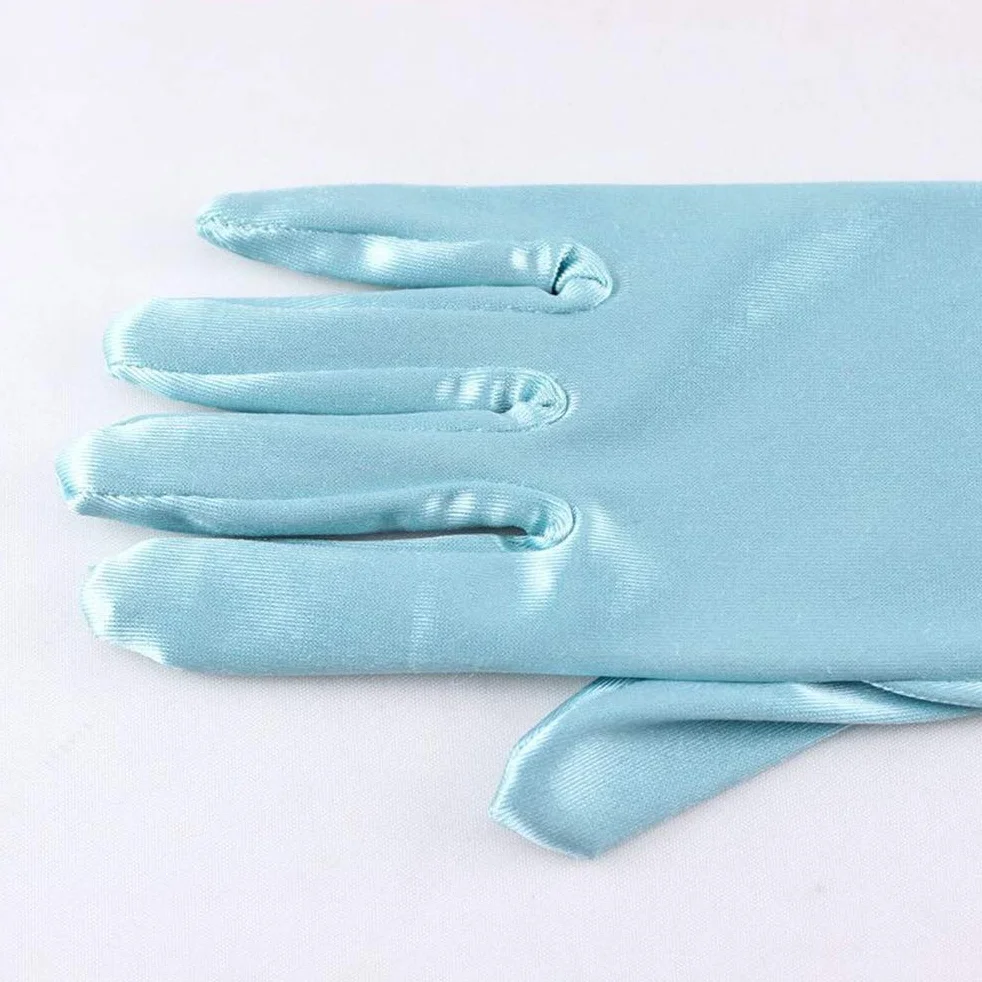 Guantes de princesa Elsa de satén para vestir, accesorios de fotografía para fiestas, niños 4-12 años