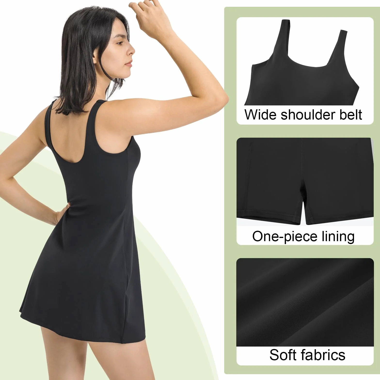 Bezioner Vestido Tenis Mujer, Vestido de Golf con Sujetador Integrado y Pantalones Cortos con Bolsillos sin Mangas Deportivo