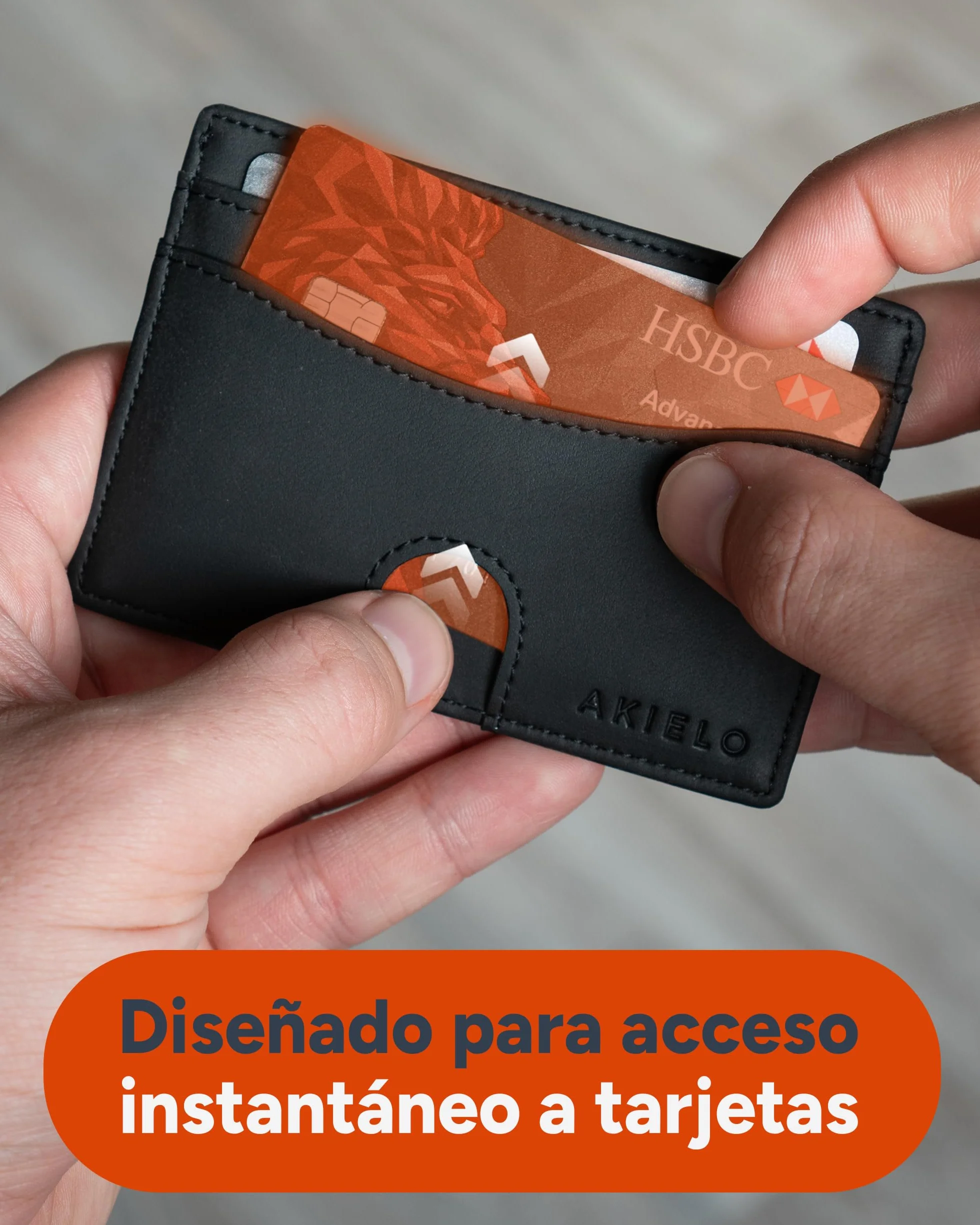 AKIELO Tarjetero Minimalista Bloqueo RFID Caja Regalo Cartera Hombre Fina Compacta Colección Echo