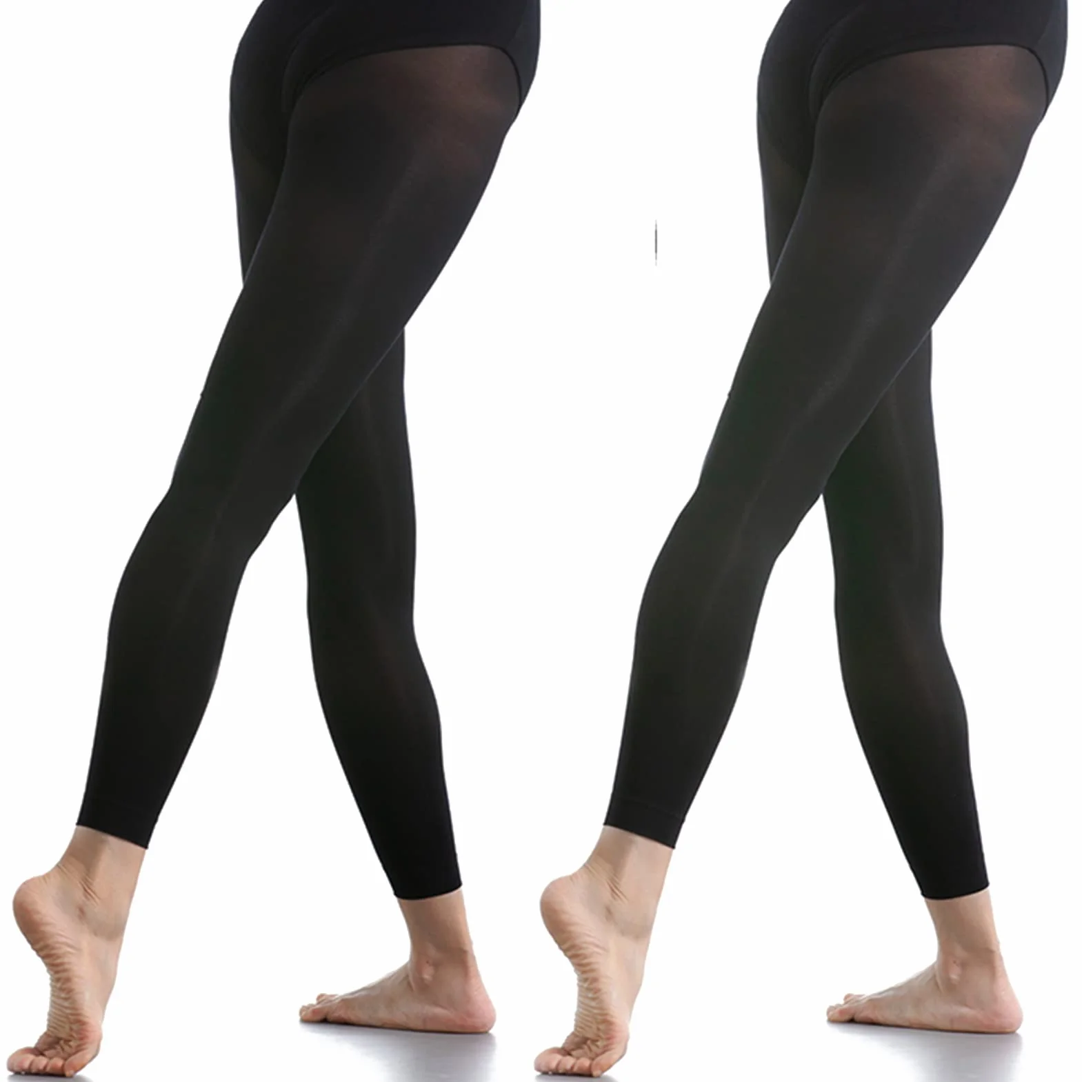 DANCEYOU 2 Pares Medias Danza Ballet Mujeres Niñas Estribo Sin Pie Convertible Negro Opaco 70 Den