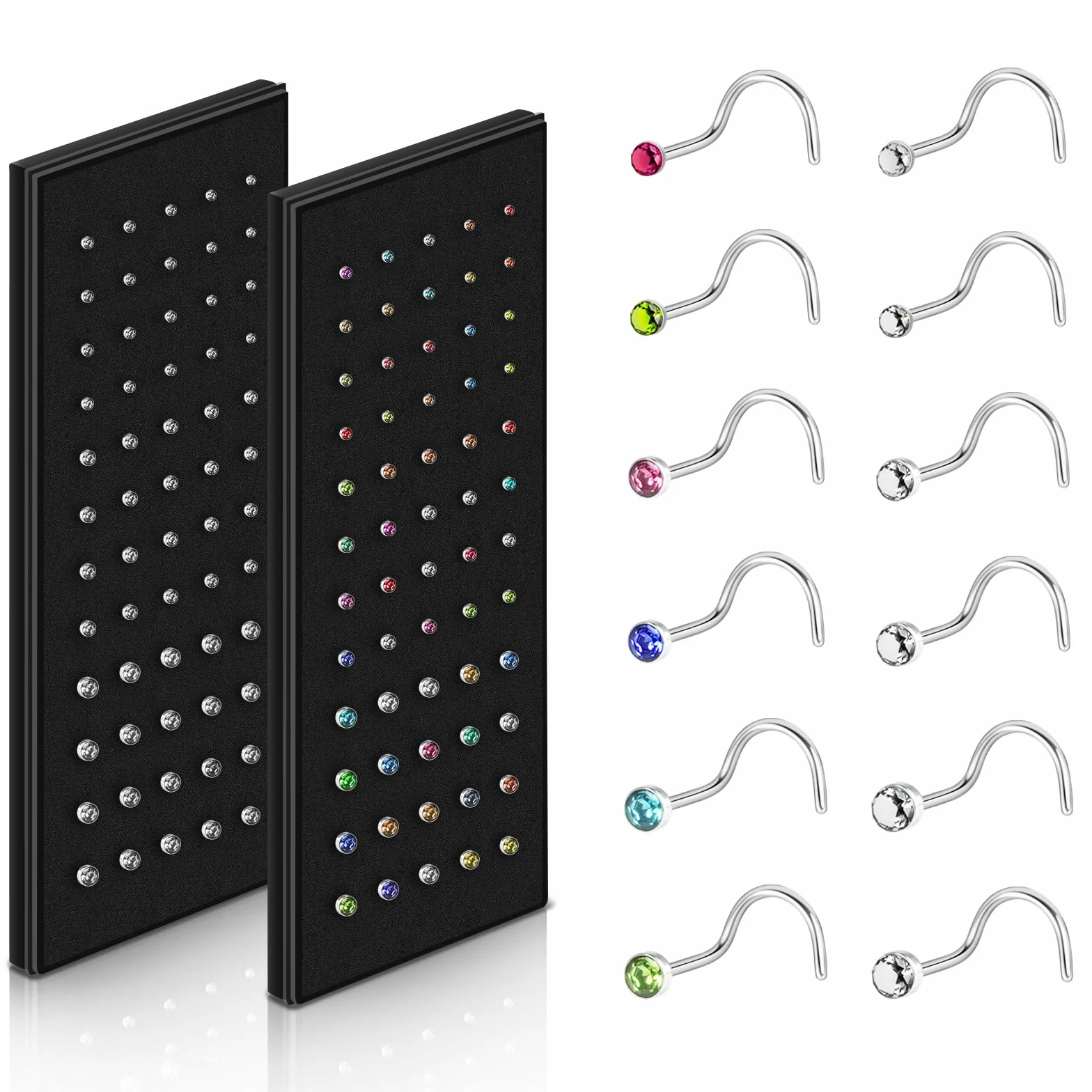 Aucuu Piercing Nariz Acero Quirúrgico Hipoalergénicos CZ Joyería Tornillo Recto Forma L Studs 1.5mm 2mm 2.5mm