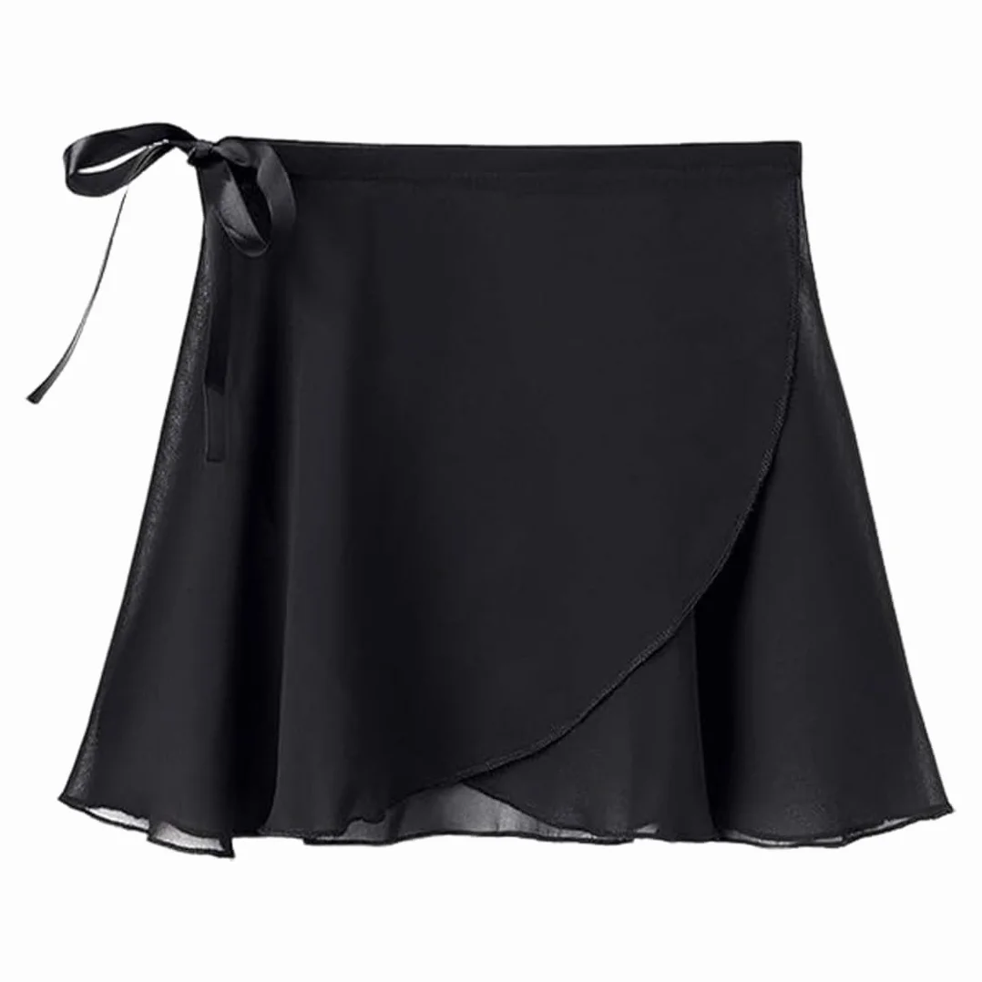 Falda de Ballet niña Chiffon, transpirable, suave, cintura ajustable, negro, gimnasia