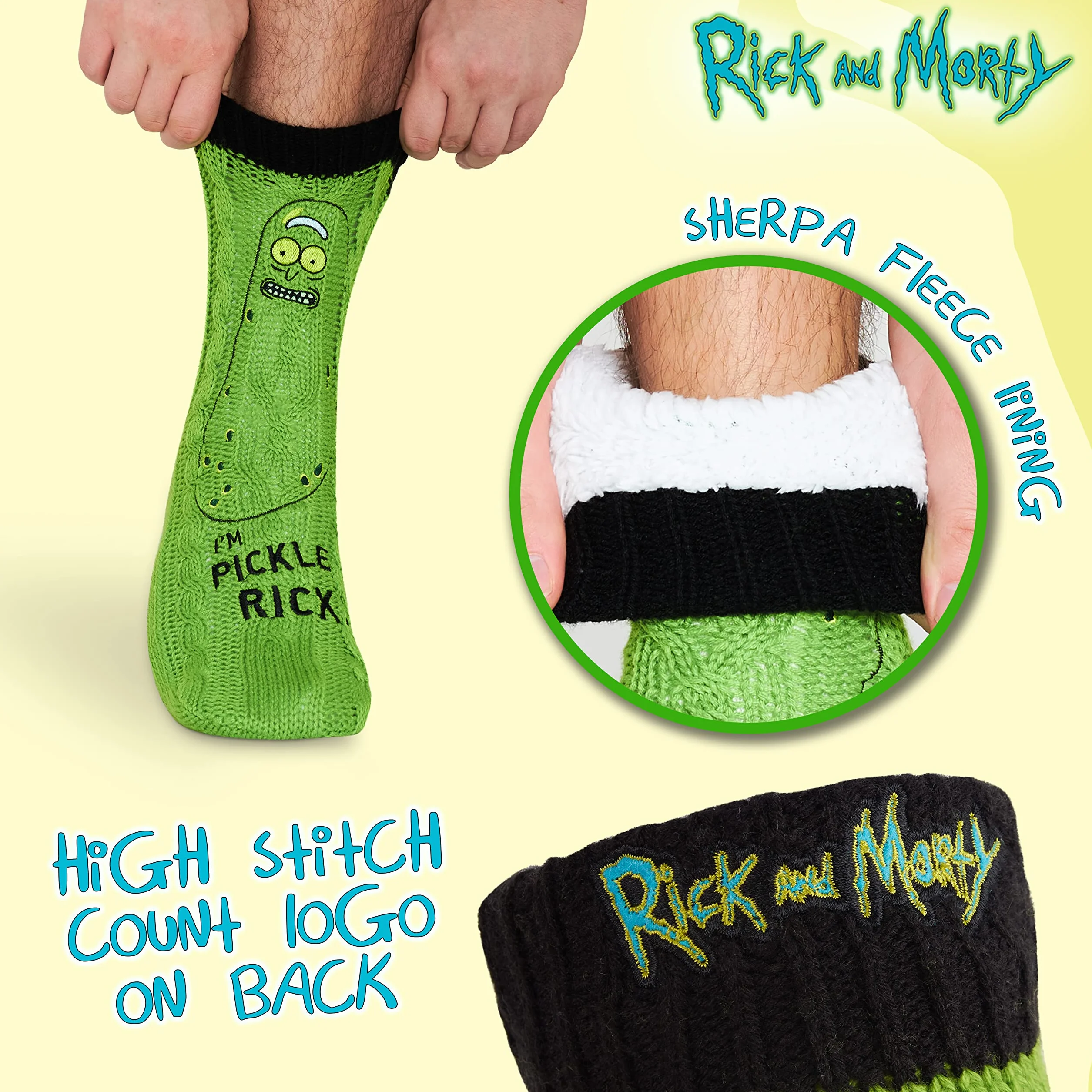 Rick and Morty Calcetines Antideslizantes 38-44 EU, Calcetines Pantuflas Forro Sherpa
