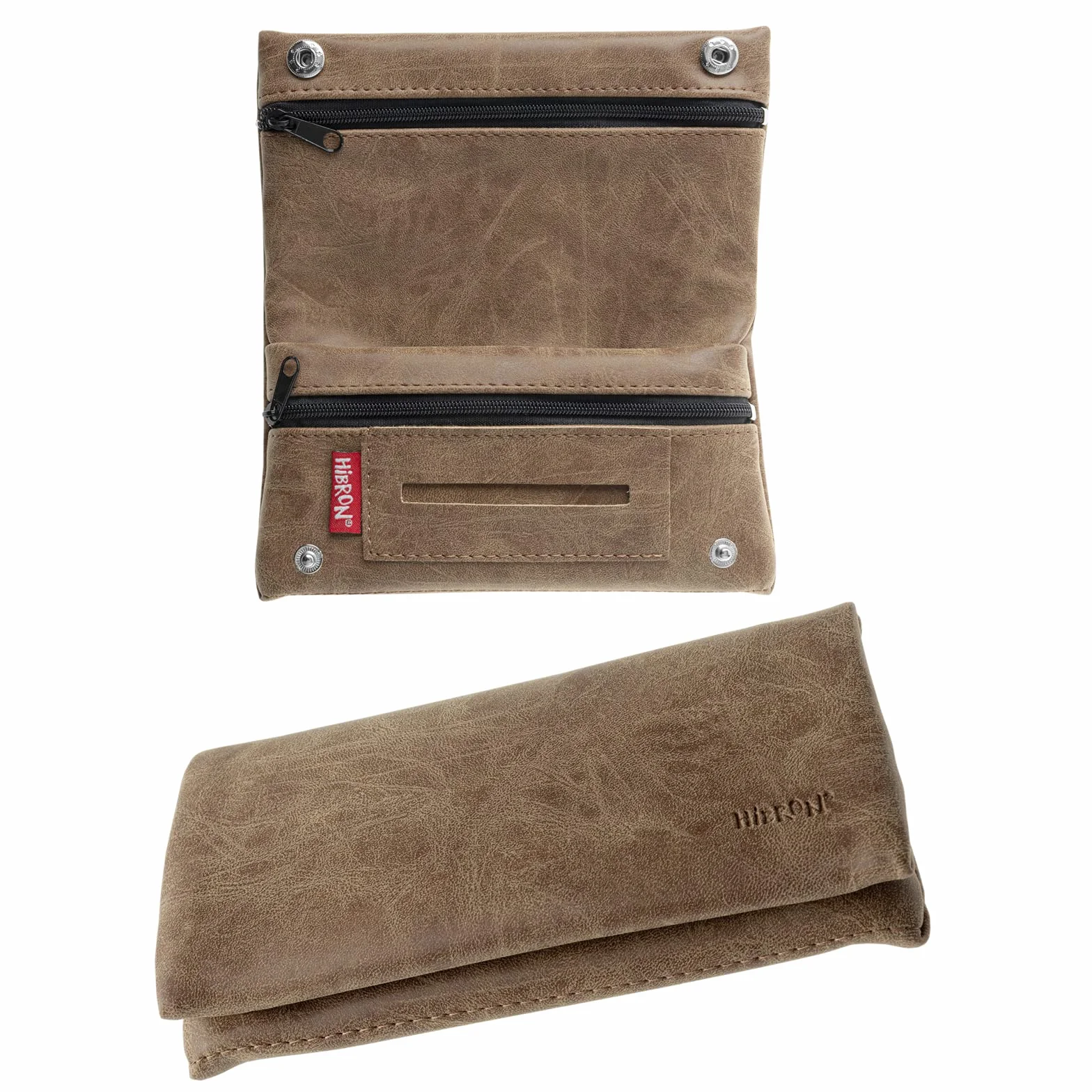 HIBRON Tabaquera Pitillera Funda Bolso para Tabaco de Liar Cuero Marrón