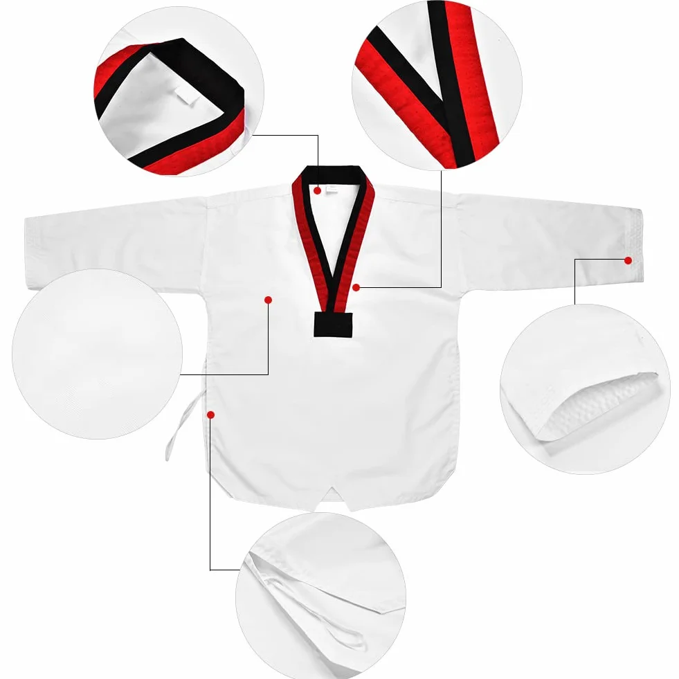 Niños Uniforme de Taekwondo Algodón Completo Artes Marciales Ropa Deportiva Karate (120)