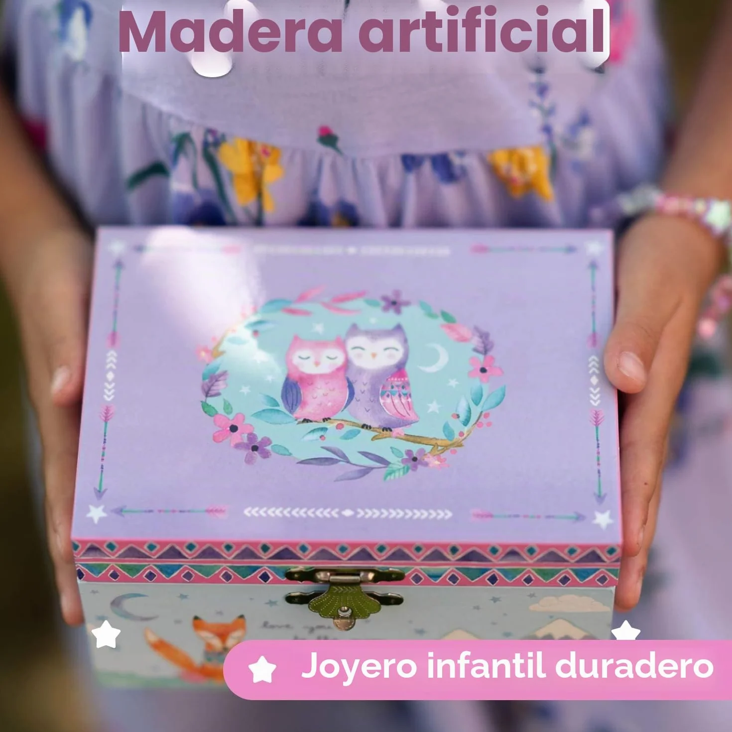 Jewelkeeper Caja Musical para Joyas para Niñas Búhos Animales del Bosque Melodía Estrellita