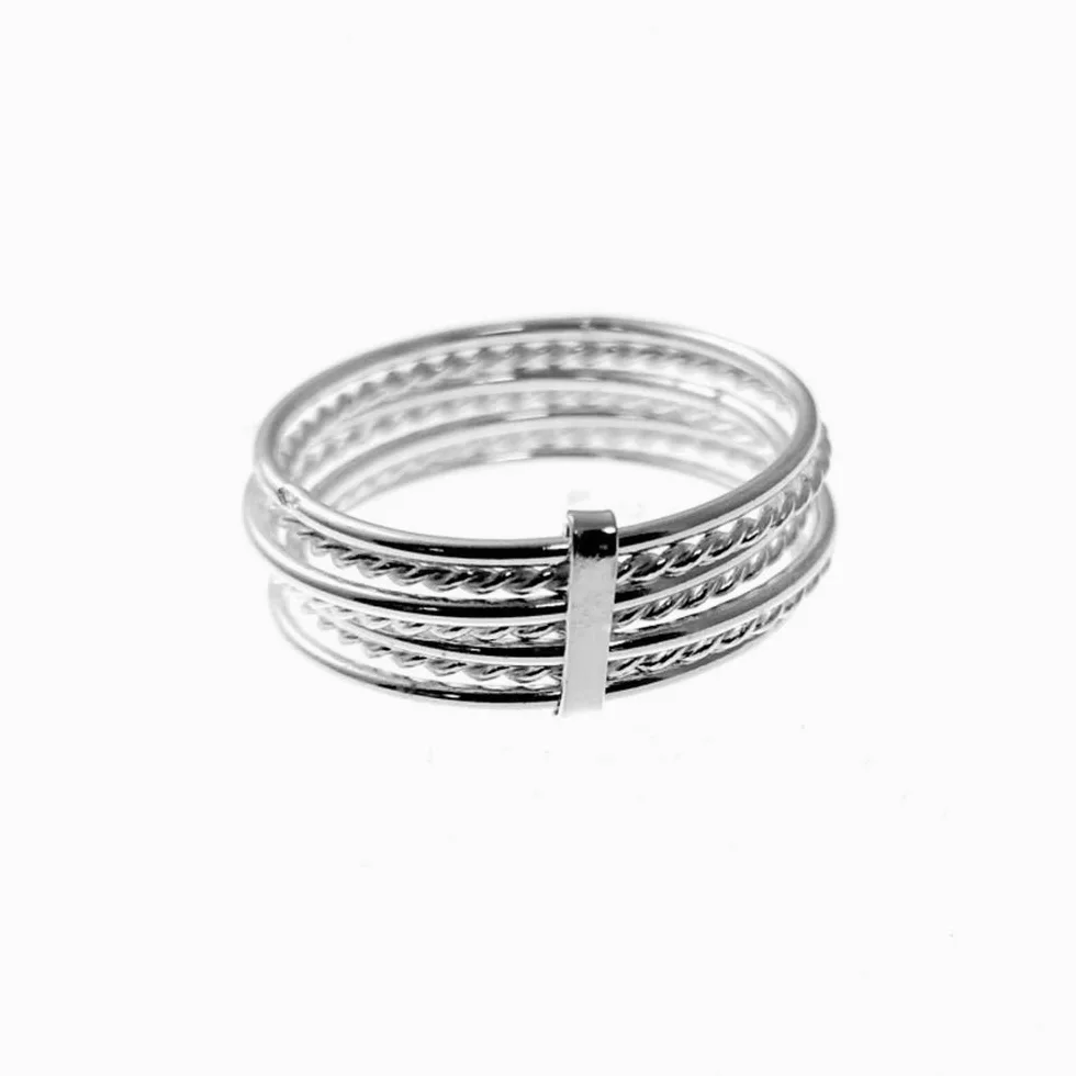 Anillo semanario de Plata de Ley 925 Talla 19 la Sortija para la Mujer Elegante