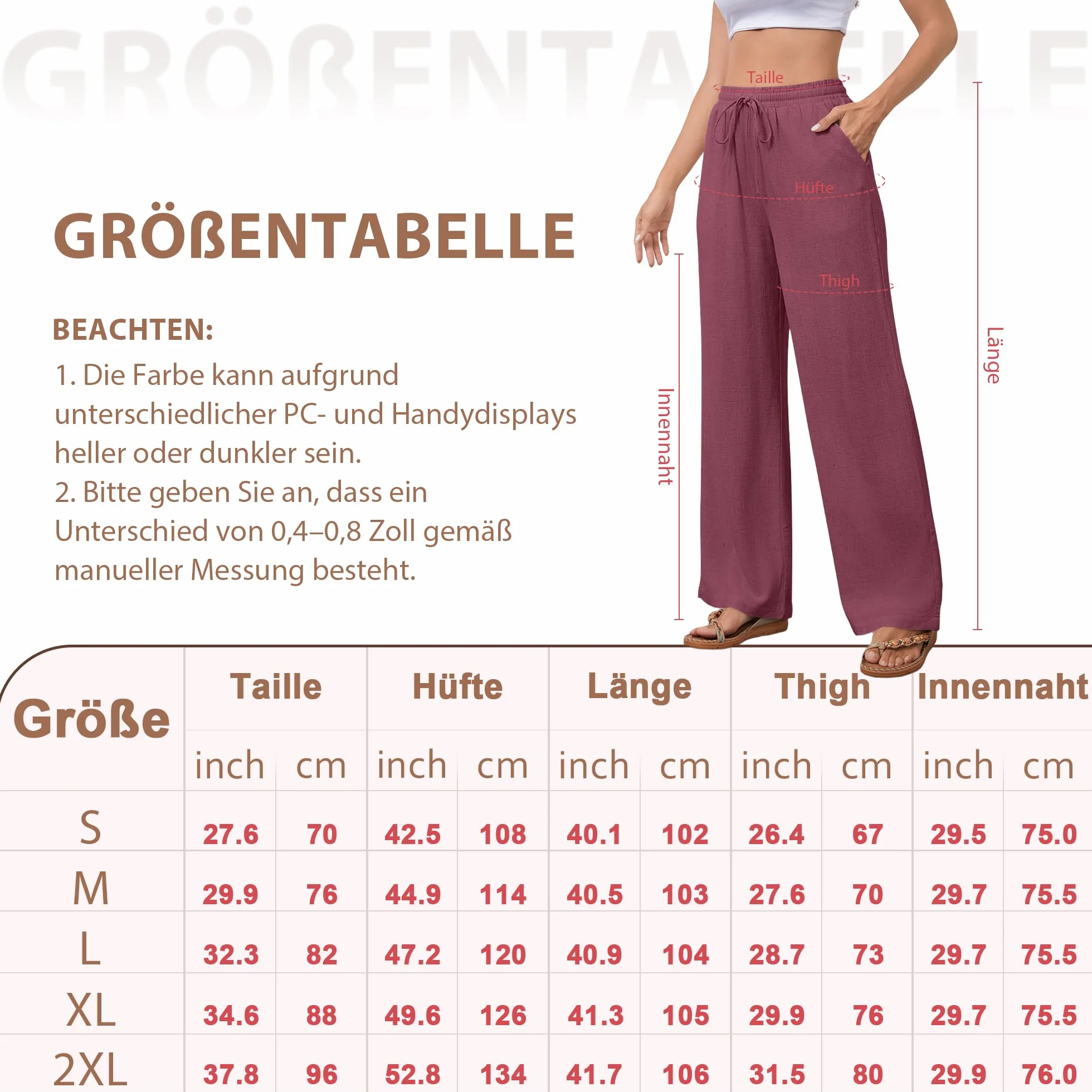 Pantalones de Algodón para Mujer con Cintura Elástica y Pierna Ancha