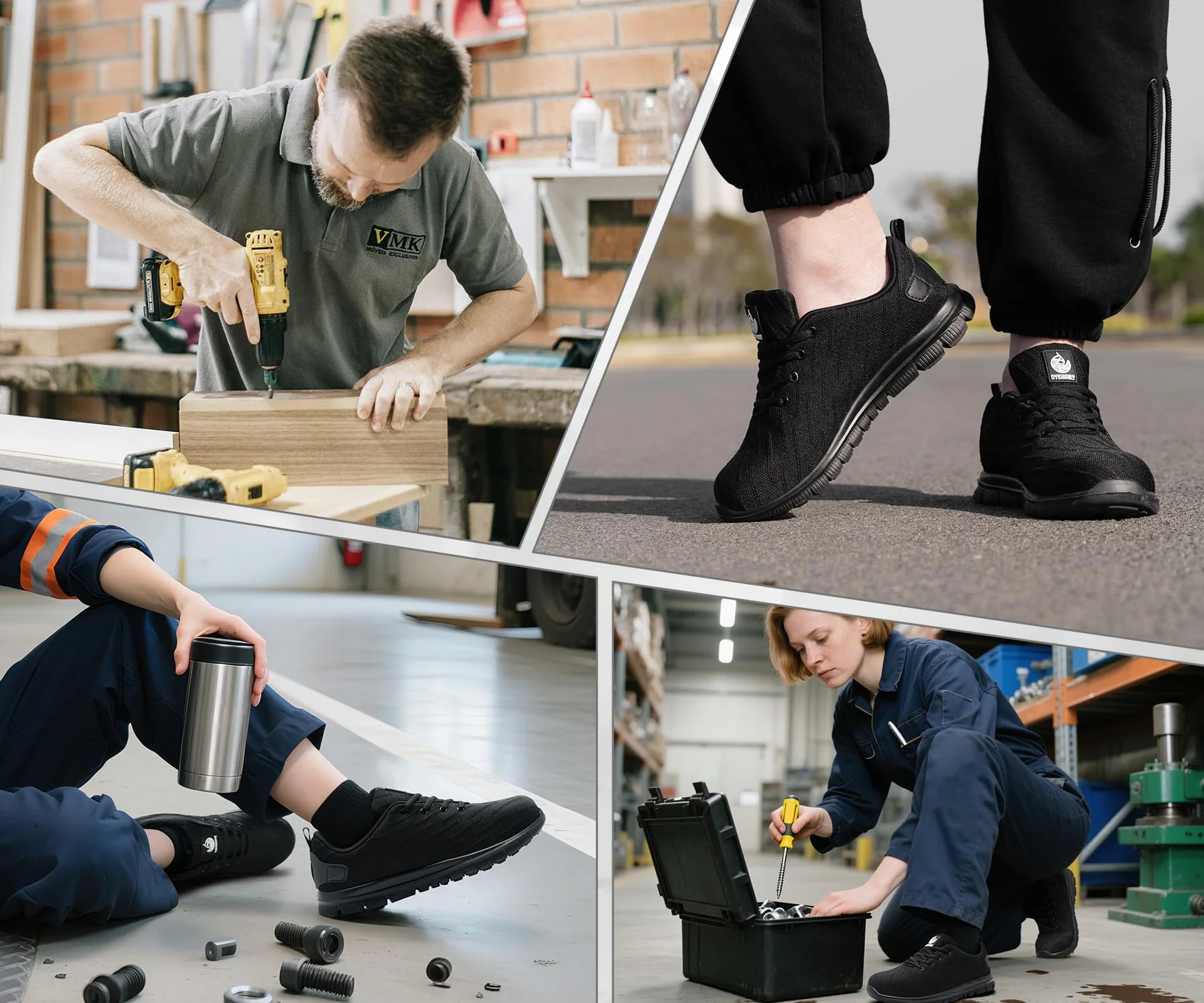 Zapatos de Seguridad Punta de Acero Mujer Hombre Ligero Calzado de Trabajo Comodo Respirable