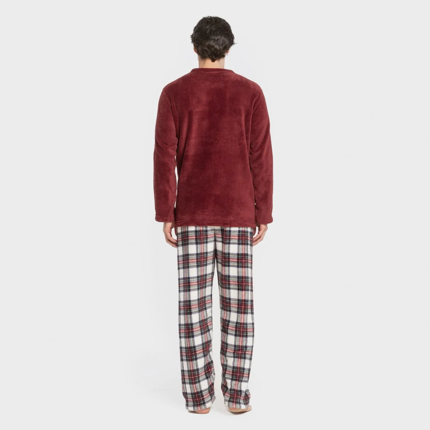 TRAMAS+ Pijama Hombre Invierno Coralina Manga Larga Polar Pantalón Largo Conjunto Cómodo Calentito