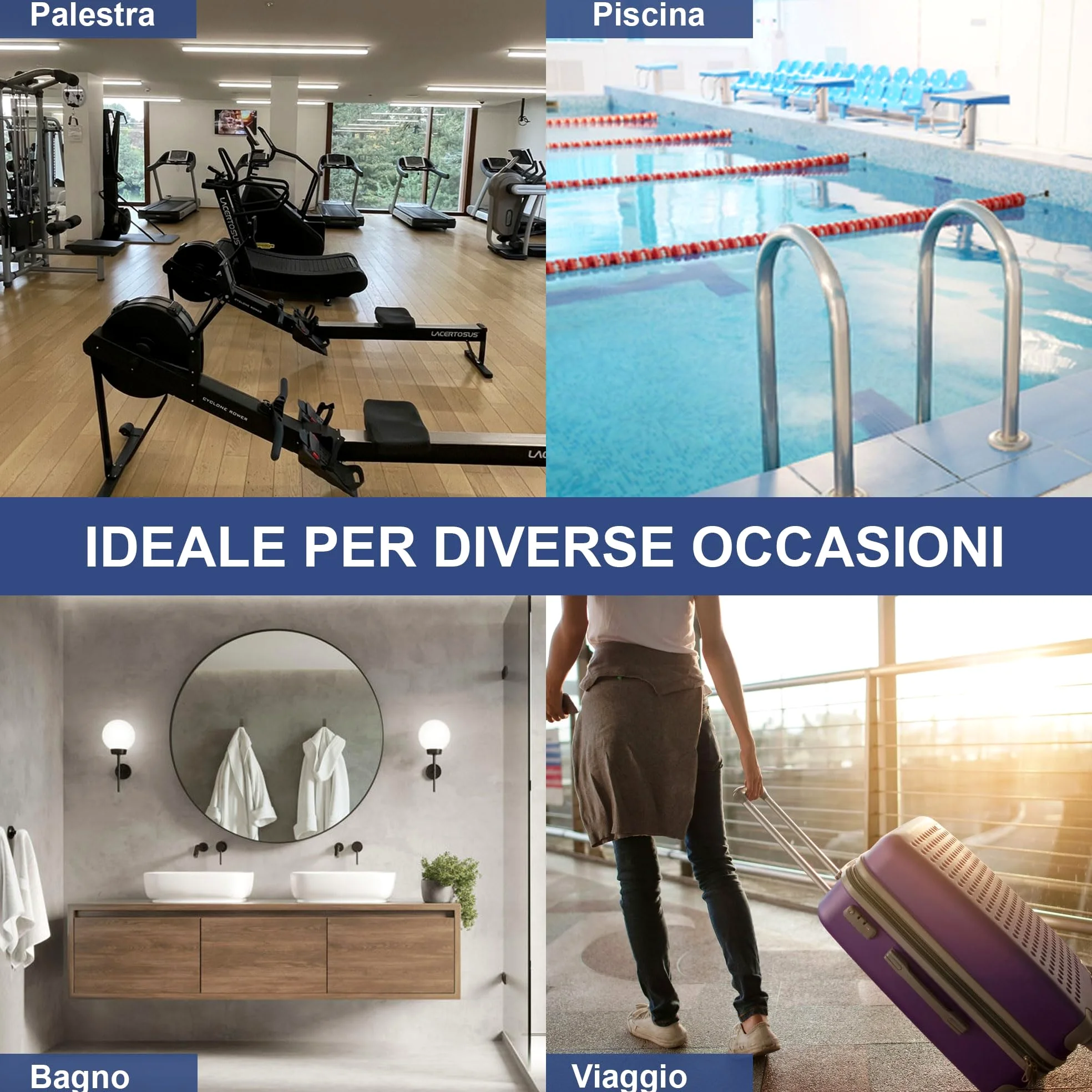 Albornoz de Microfibra Unisex Hombre Mujer Fitness Deporte Viaje con Capucha, Bolsillos y Cinturón con trabillas – Secado Rápido, Ligero y Ahorra Espacio