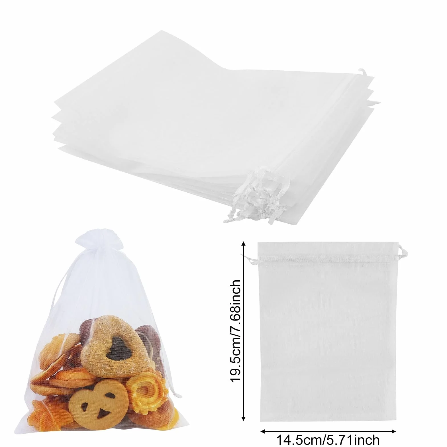 Bolsas de organza blancas con cordón, 20 unidades, 15 x 20 cm, uvas, bolsas de regalo para joyas, dulces