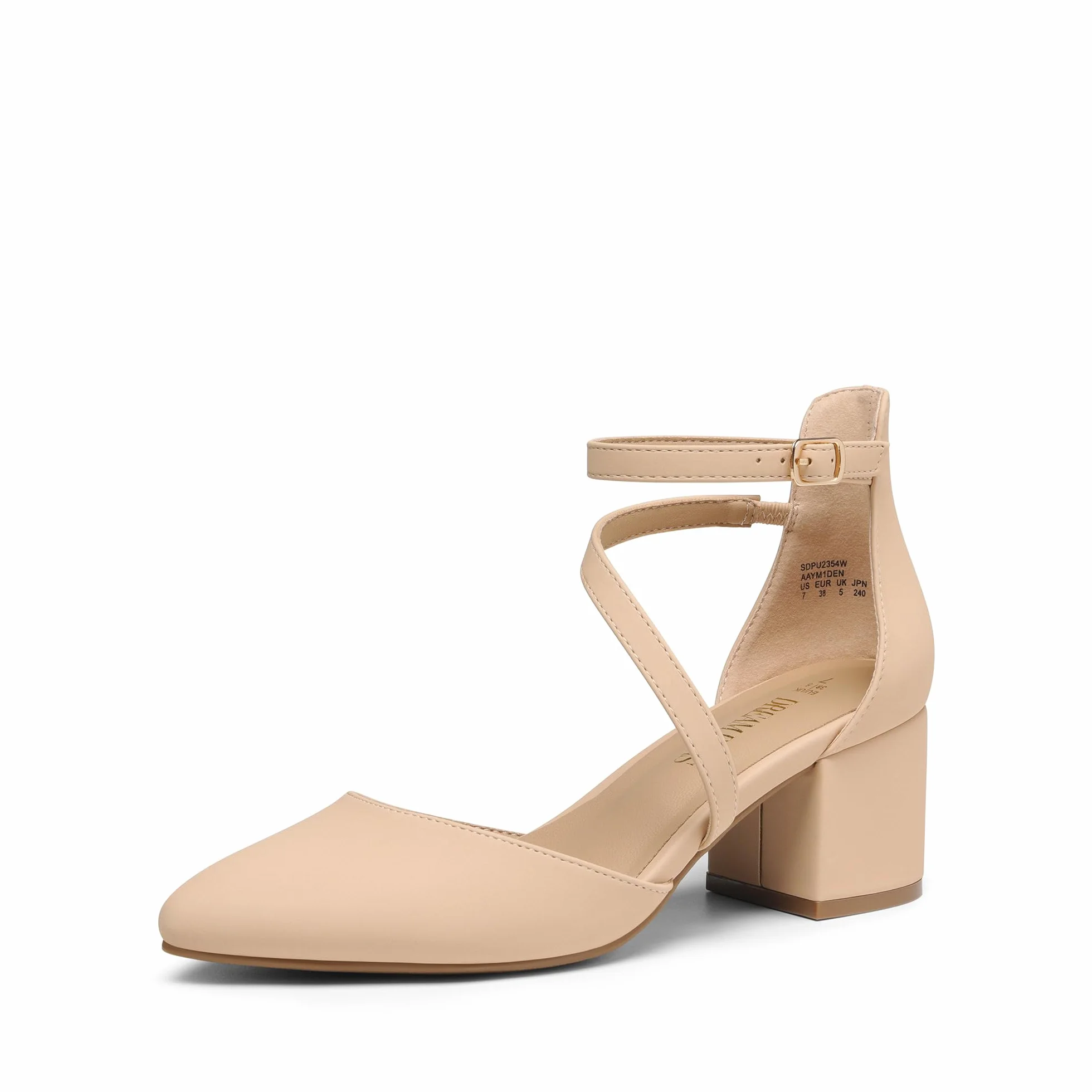 DREAM PAIRS Zapatos de Tacón Bajo Clásicos de Punta Afilada con Hebilla de Tobillo