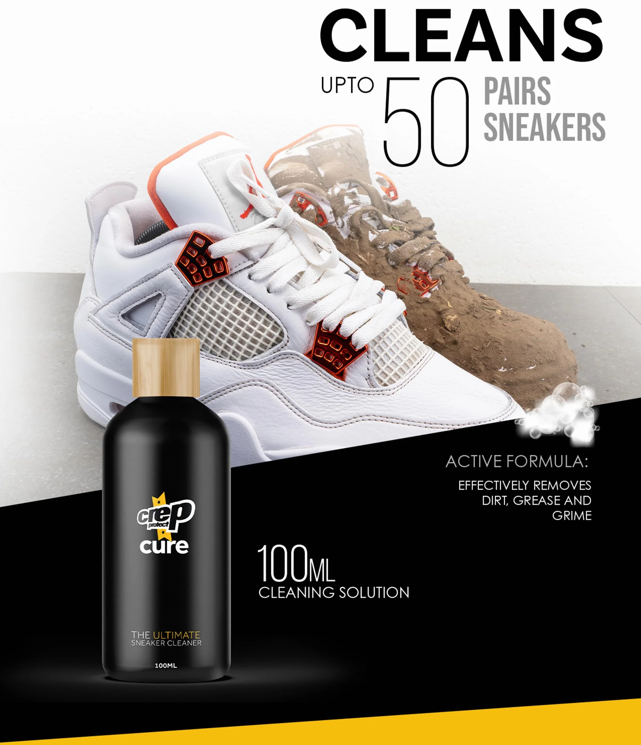 Crep Protect CURE Kit limpieza zapatillas premium cepillo solución 100ml paño microfibra bolsa