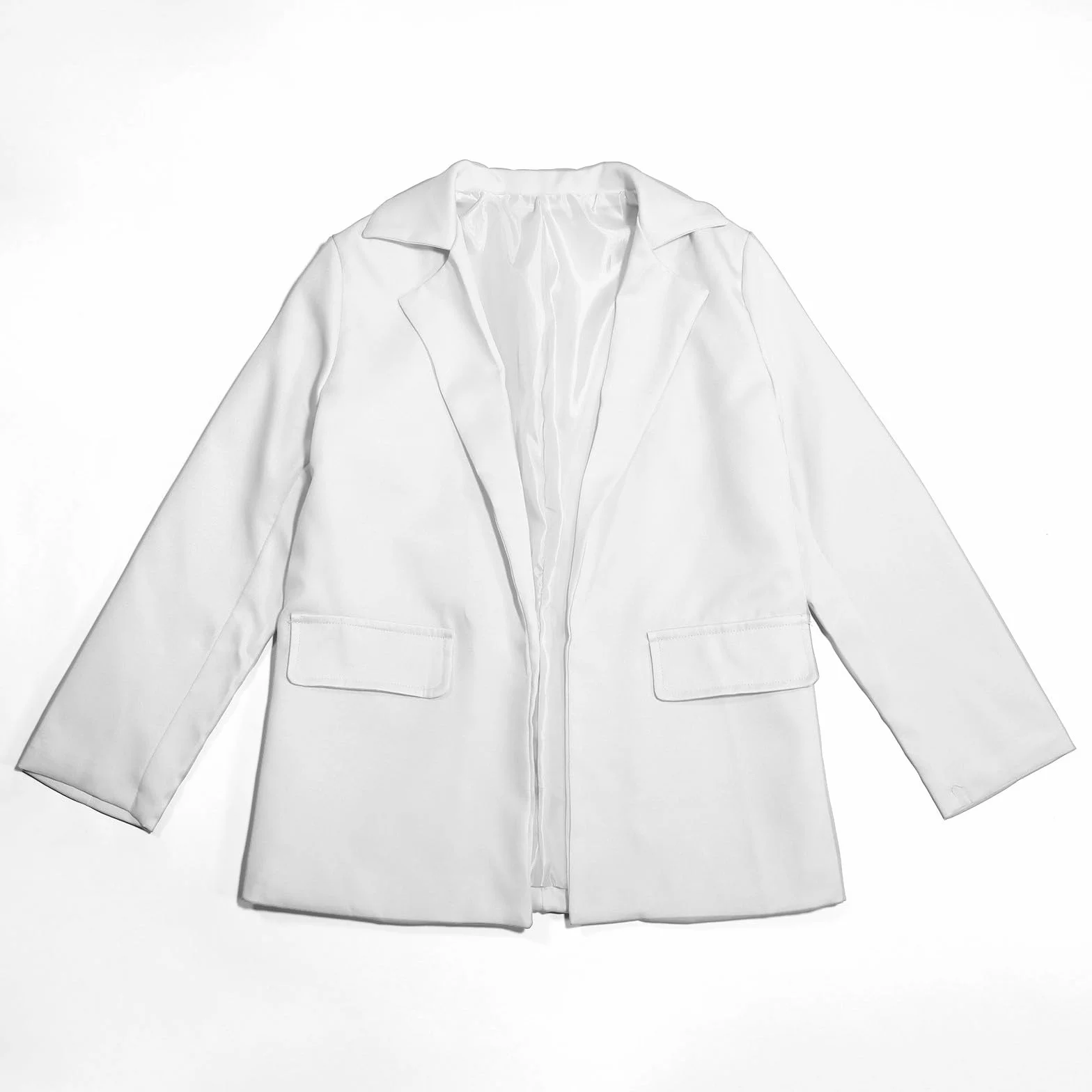 Chaqueta blazer para niñas Manga larga Cuello de solapa con bolsillo interior delantero abierto