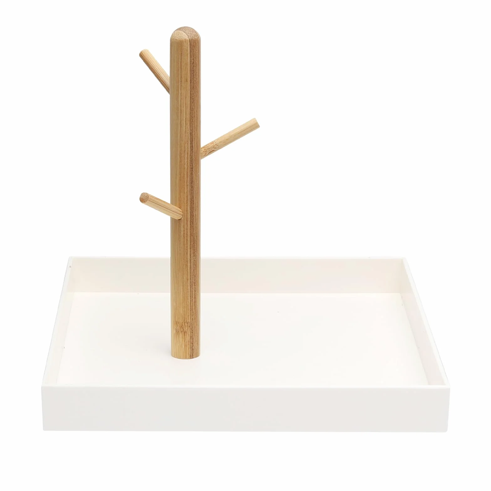 APOMOONS Bandeja para llaves con 3 niveles, soporte para joyas de madera Bandejas para joyas Almacenamiento de llaves para mesa de entrada para tocador de maquillaje Baño Salón (20 x 20 x 18,7 cm)
